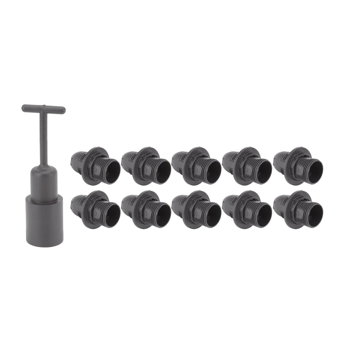10PCS E14 Lamp Holder ABS with Sleeve High Temperature Resistant Light Socket Base for Home Black