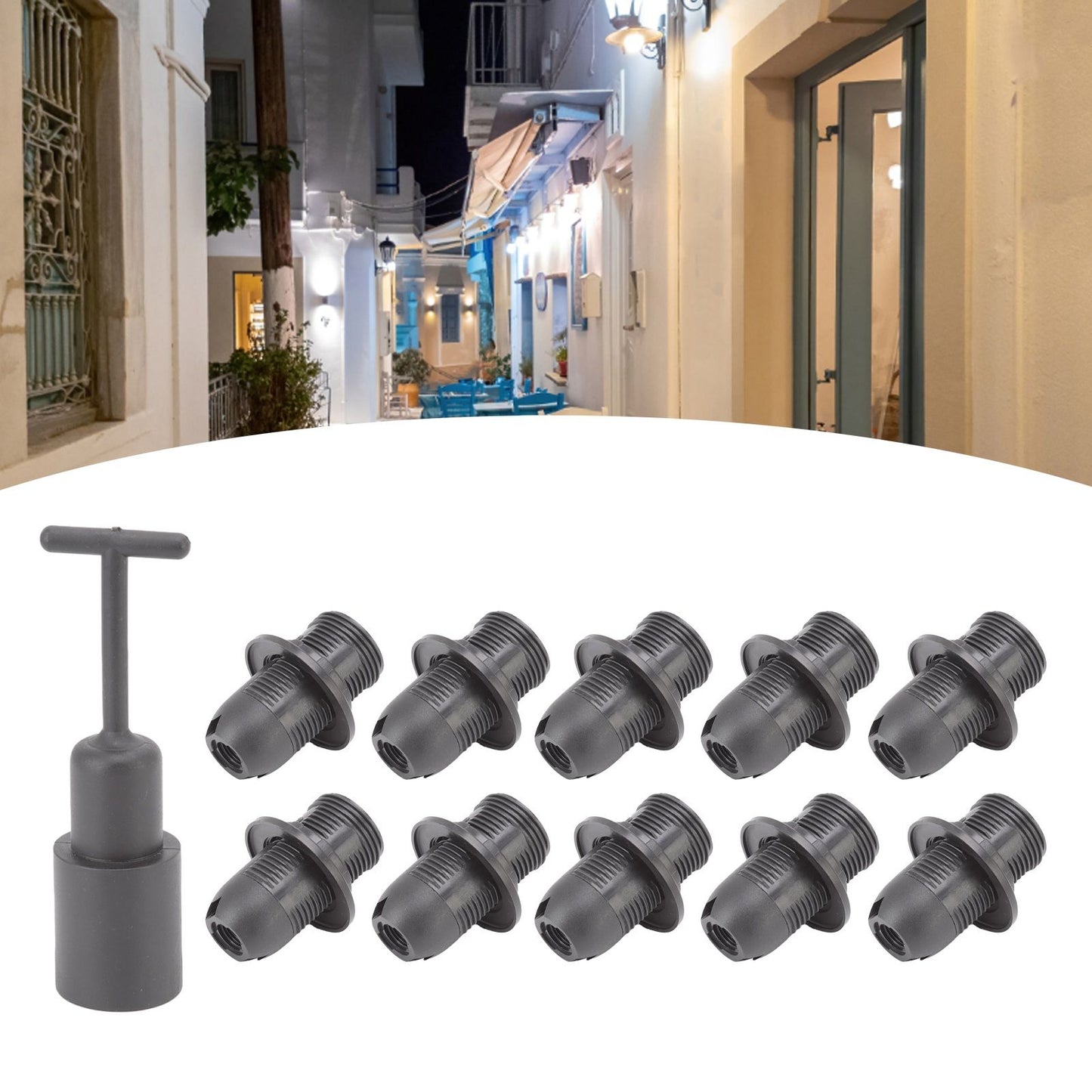 10PCS E14 Lamp Holder ABS with Sleeve High Temperature Resistant Light Socket Base for Home Black