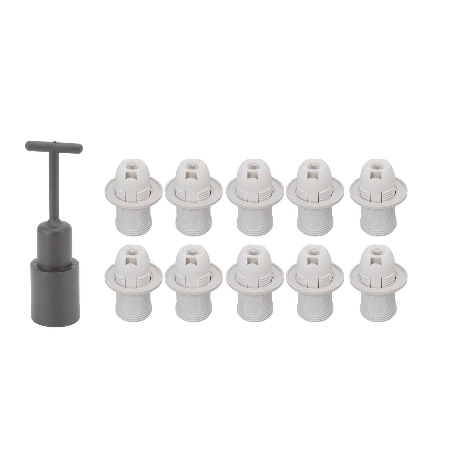 10PCS E14 Lamp Holder ABS with Sleeve High Temperature Resistant Light Socket Base for Home White