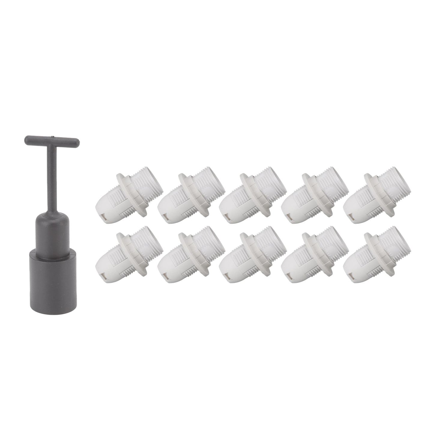 10PCS E14 Lamp Holder ABS with Sleeve High Temperature Resistant Light Socket Base for Home White