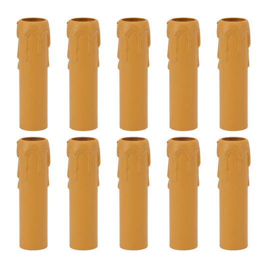 10pcs 4 Inch Candle Covers Sleeves Simulation Vintage Wax Drop Candle Socket Covers for Chandelier Yellow