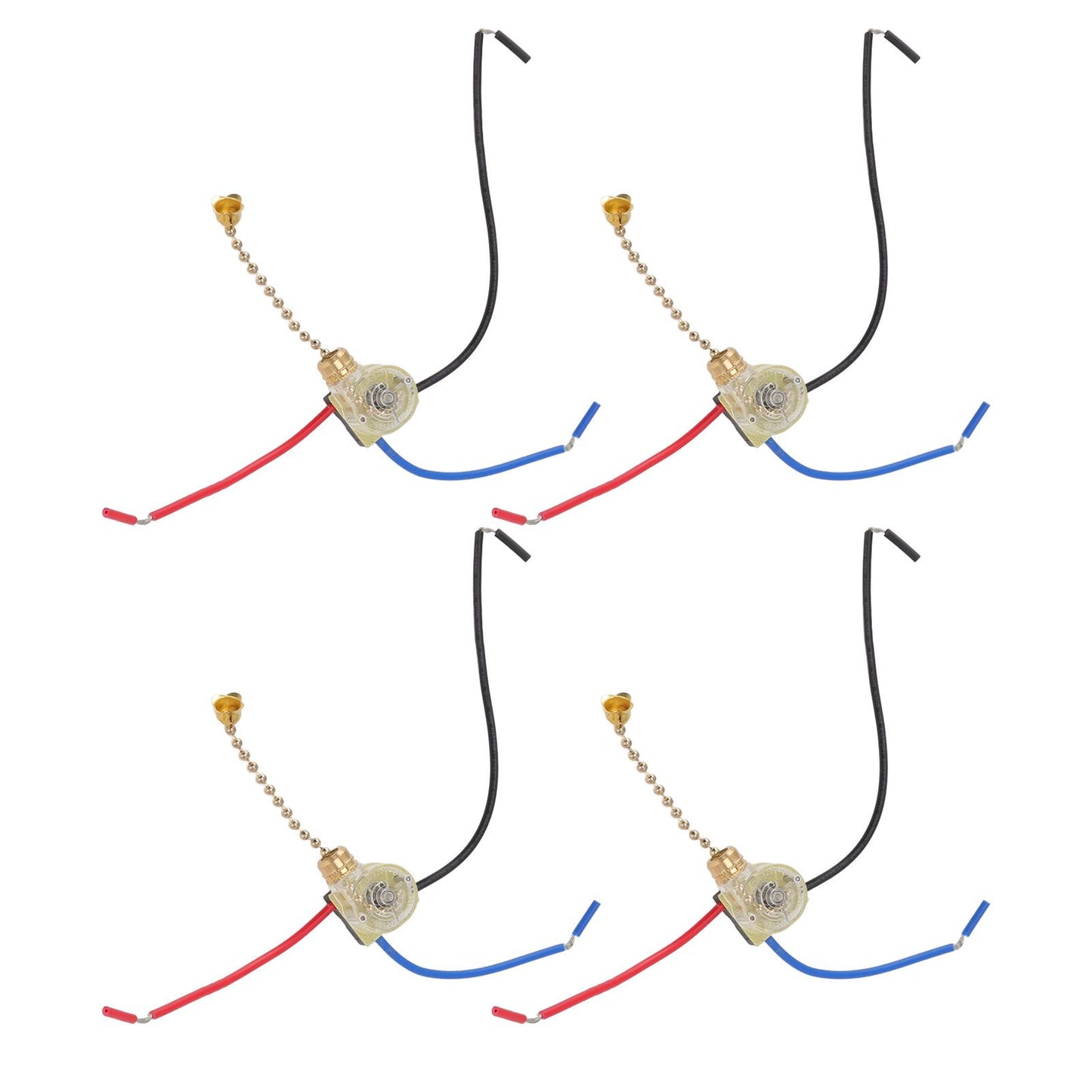 4Pcs Ceiling Fan Light Switch Replacement Lamp Pull Chain Switch 3 Wire Ceiling Fan Lamp Switch 250V 125V Gold