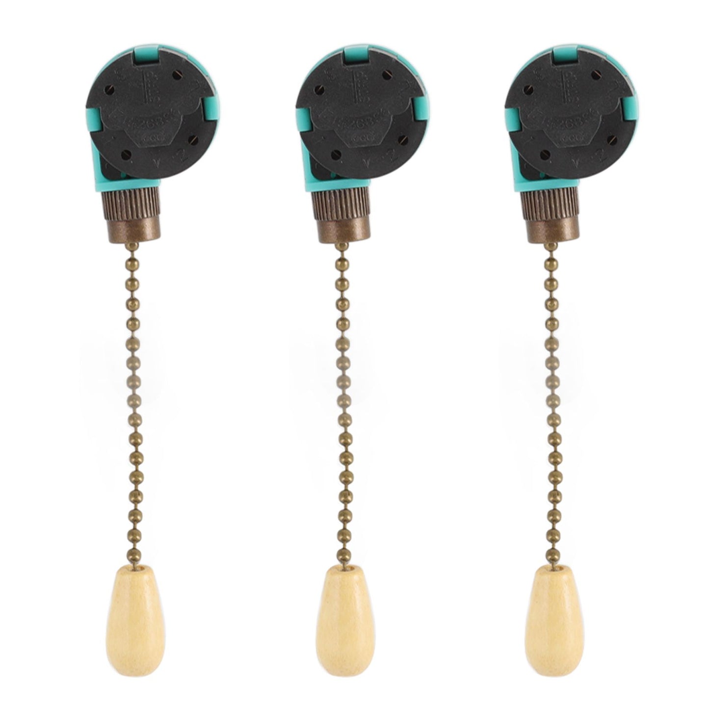 3Pcs Ceiling Light Pull Chain Switch 3 Speed 4 Wire Ceiling Fan Lamp Switch for Ceiling Lamp Fan Lamp Wall Lamp Bronze
