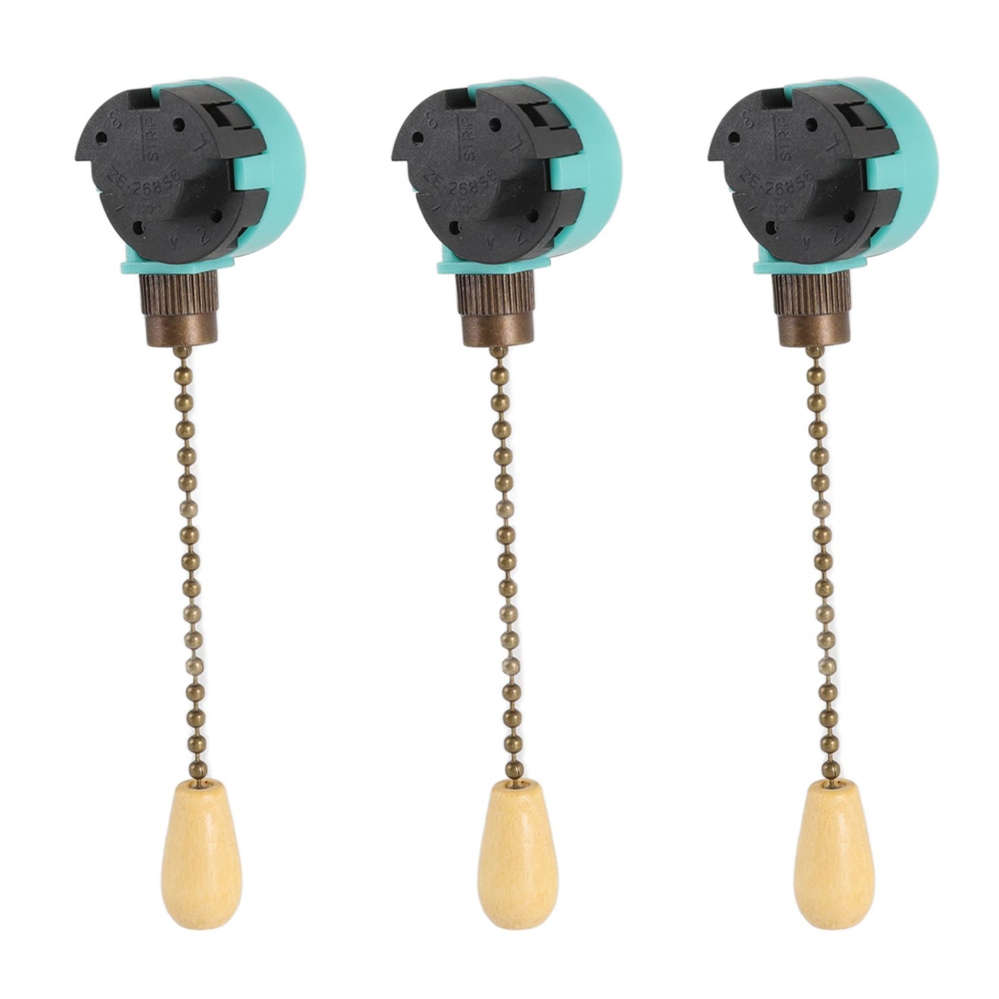 3Pcs Ceiling Light Pull Chain Switch 3 Speed 4 Wire Ceiling Fan Lamp Switch for Ceiling Lamp Fan Lamp Wall Lamp Bronze