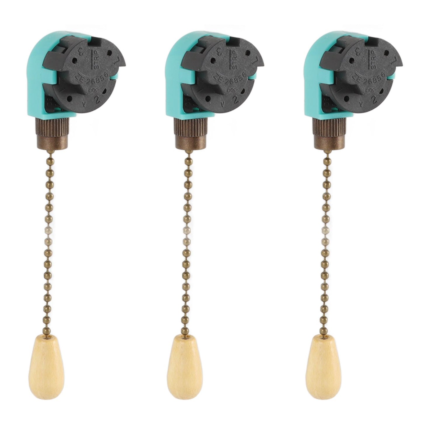 3Pcs Ceiling Light Pull Chain Switch 3 Speed 4 Wire Ceiling Fan Lamp Switch for Ceiling Lamp Fan Lamp Wall Lamp Bronze