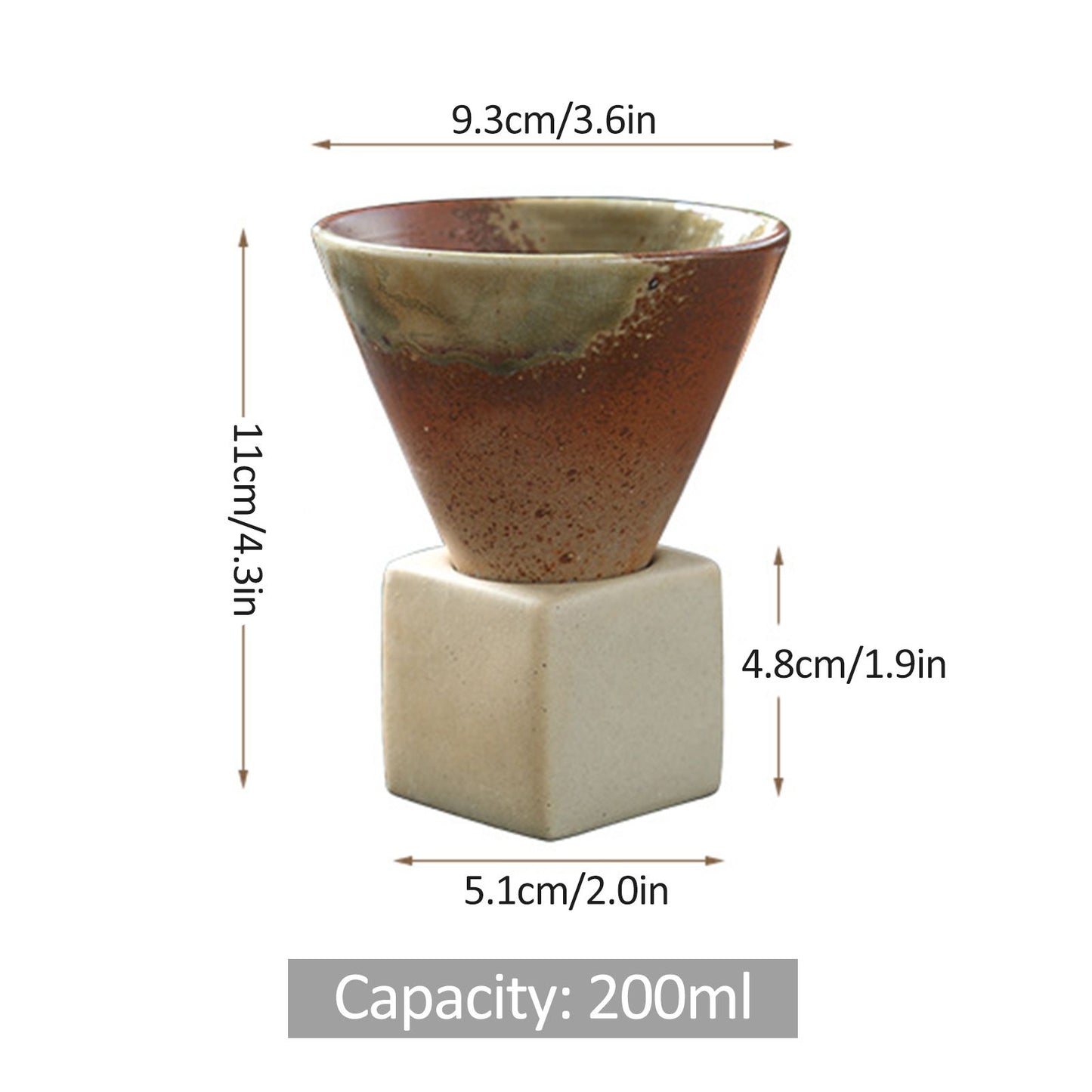 200mL Japanese Pottery Mug Coffee Mug Latte Cup with Base Ceramic Mug