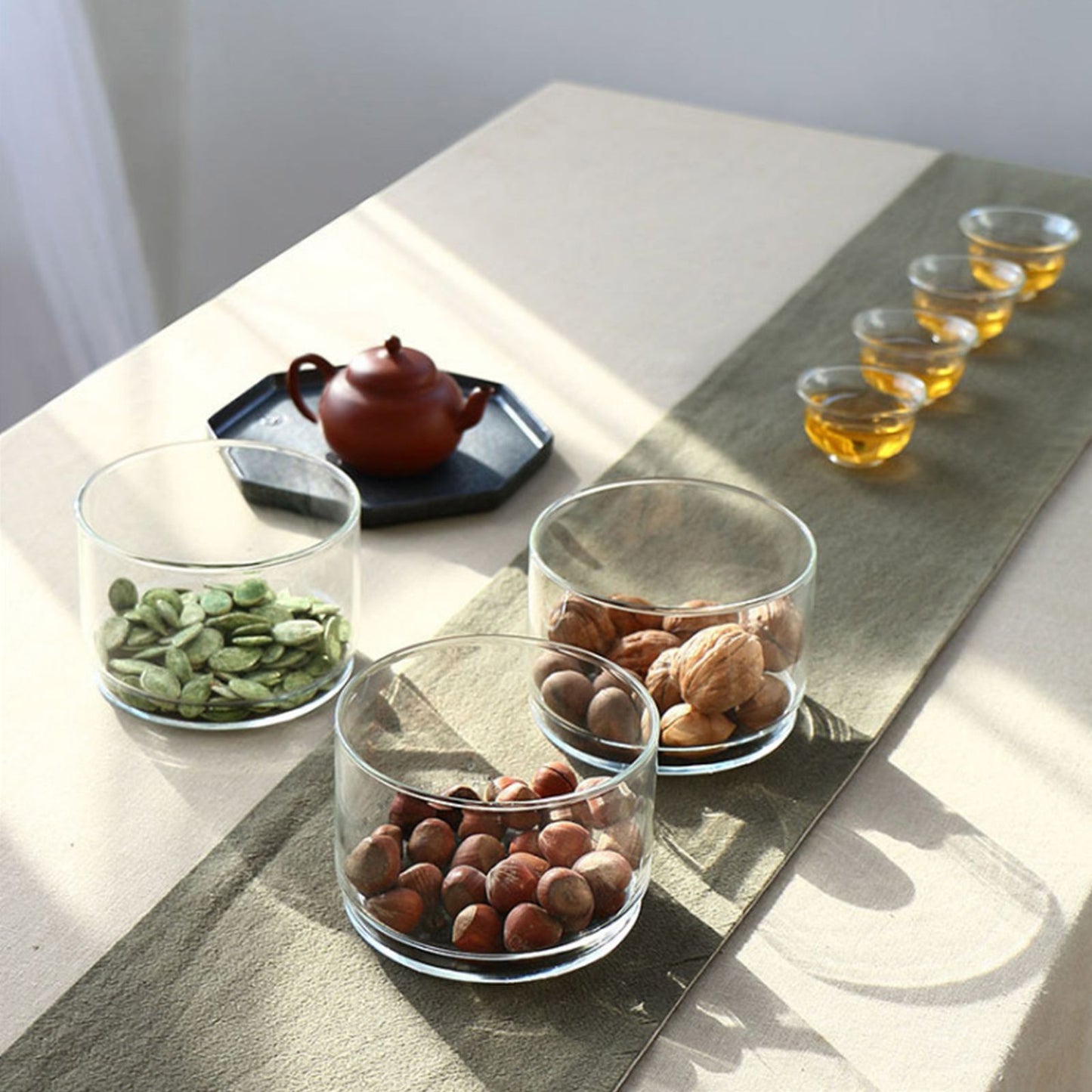 Tiered Glass Storage Jars Snack and Dried Fruit Organizer Glass Salad Bowl with Lid