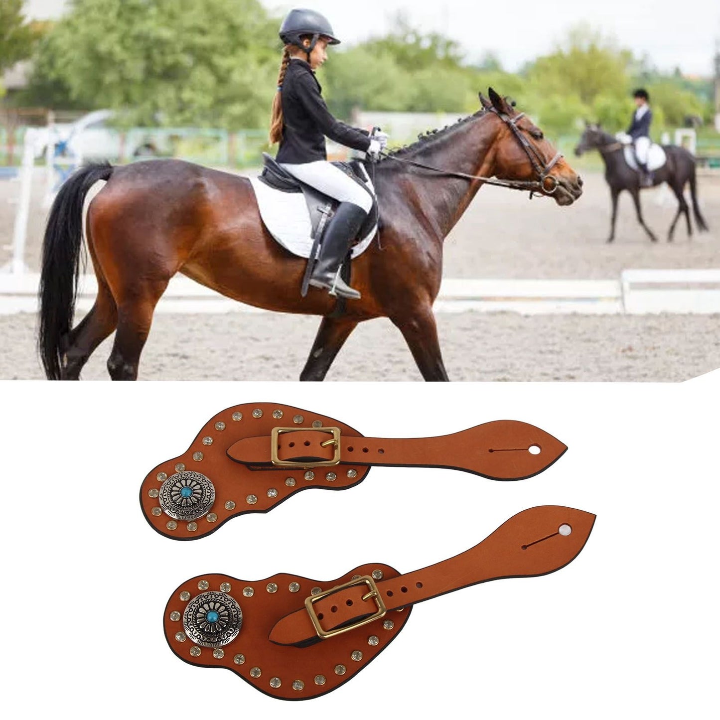 1 Pair Spur Strap Western Retro Horse Spur Strap with Buckle for Horse Training Protective Equipment Brown