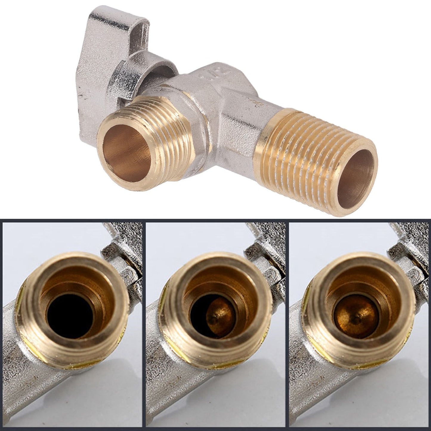 G1/2 Thread Brass Triangle Valve Large Flow Cold Hot Water Angle Stop Valve for Kitchen Bathroom Red