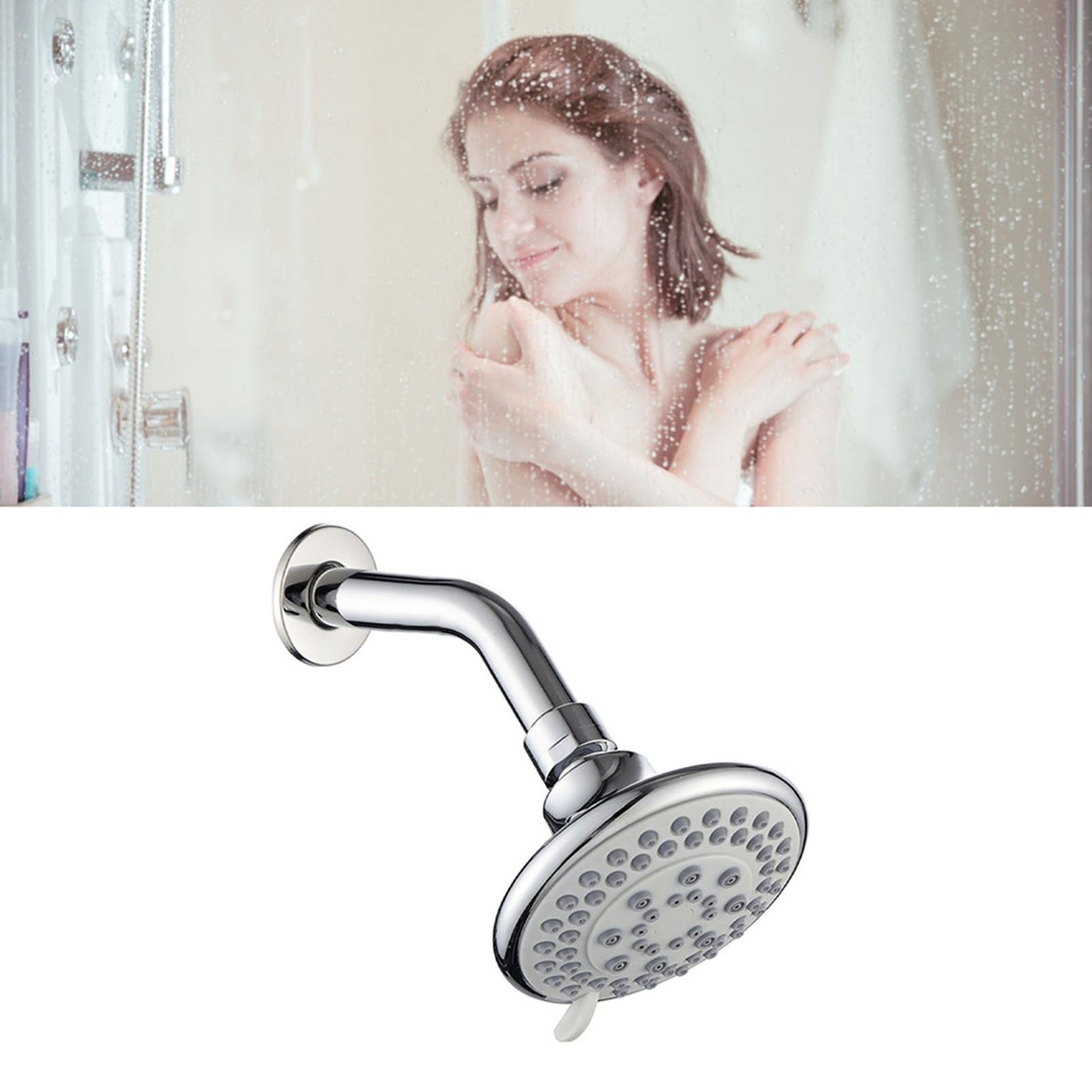 4 Inch Shower Head Plastic Round Wall Mounted Rain Showerhead for Bathroom Shower Accessories