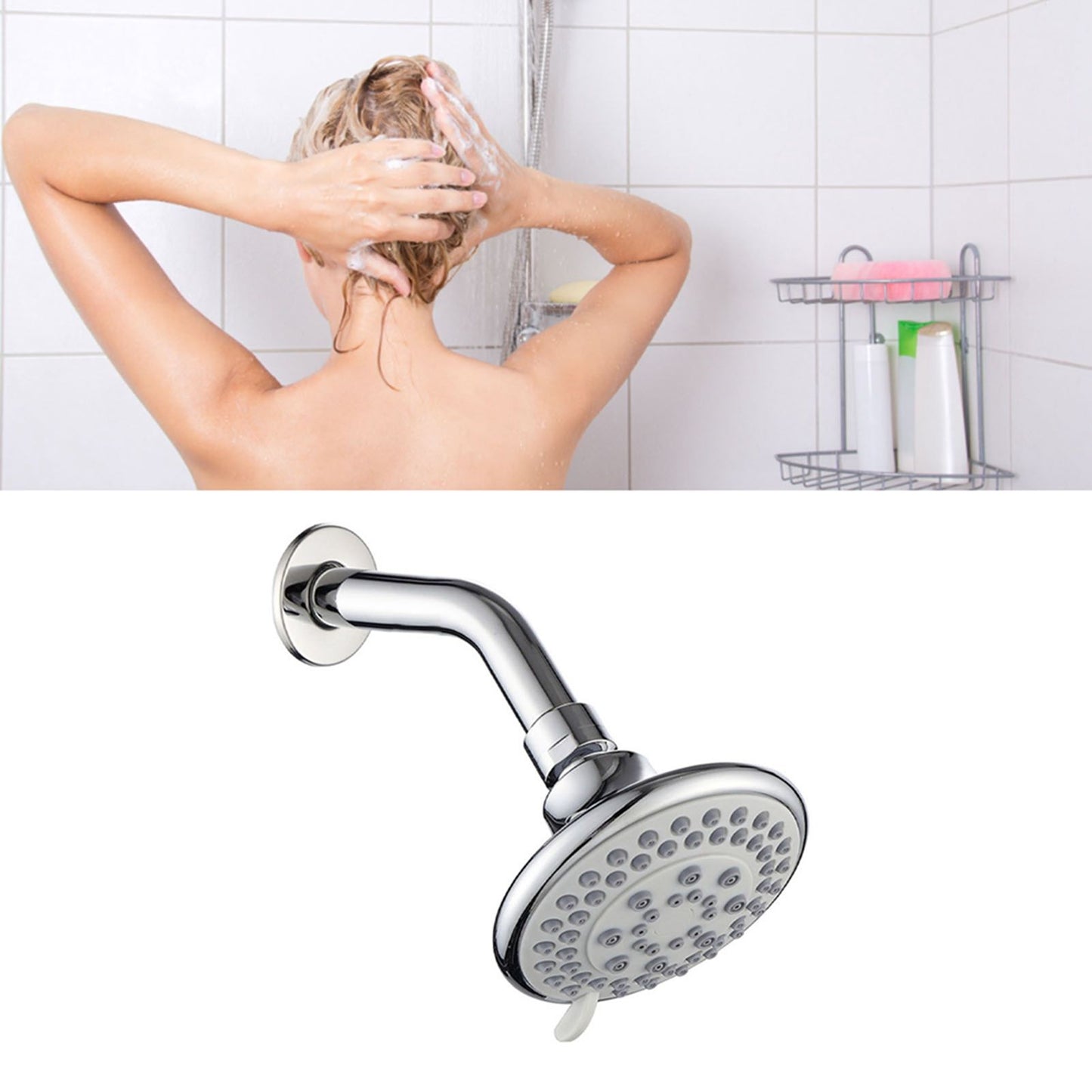 4 Inch Shower Head Plastic Round Wall Mounted Rain Showerhead for Bathroom Shower Accessories