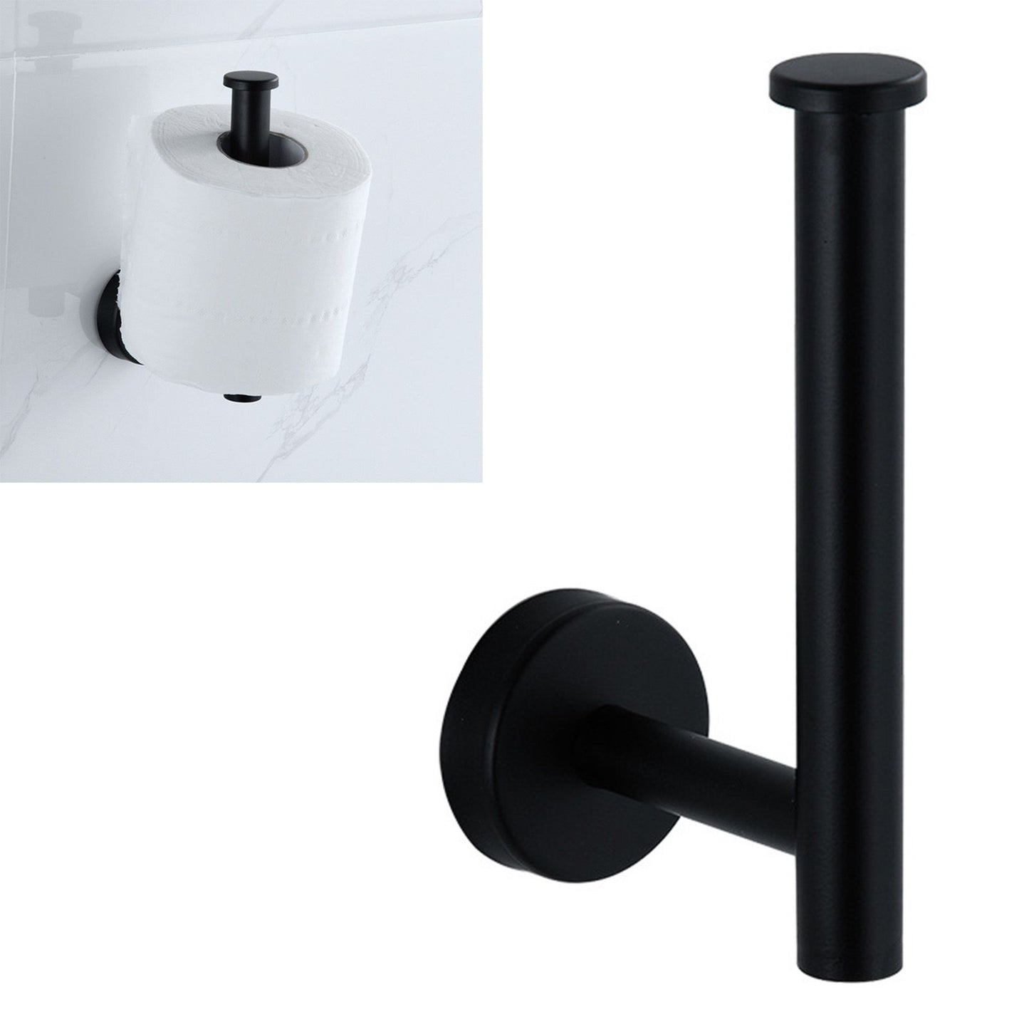 Paper Towel Holder Stainless Steel Black Matte Cylindrical Paper Towel Hanging Shelf for Home