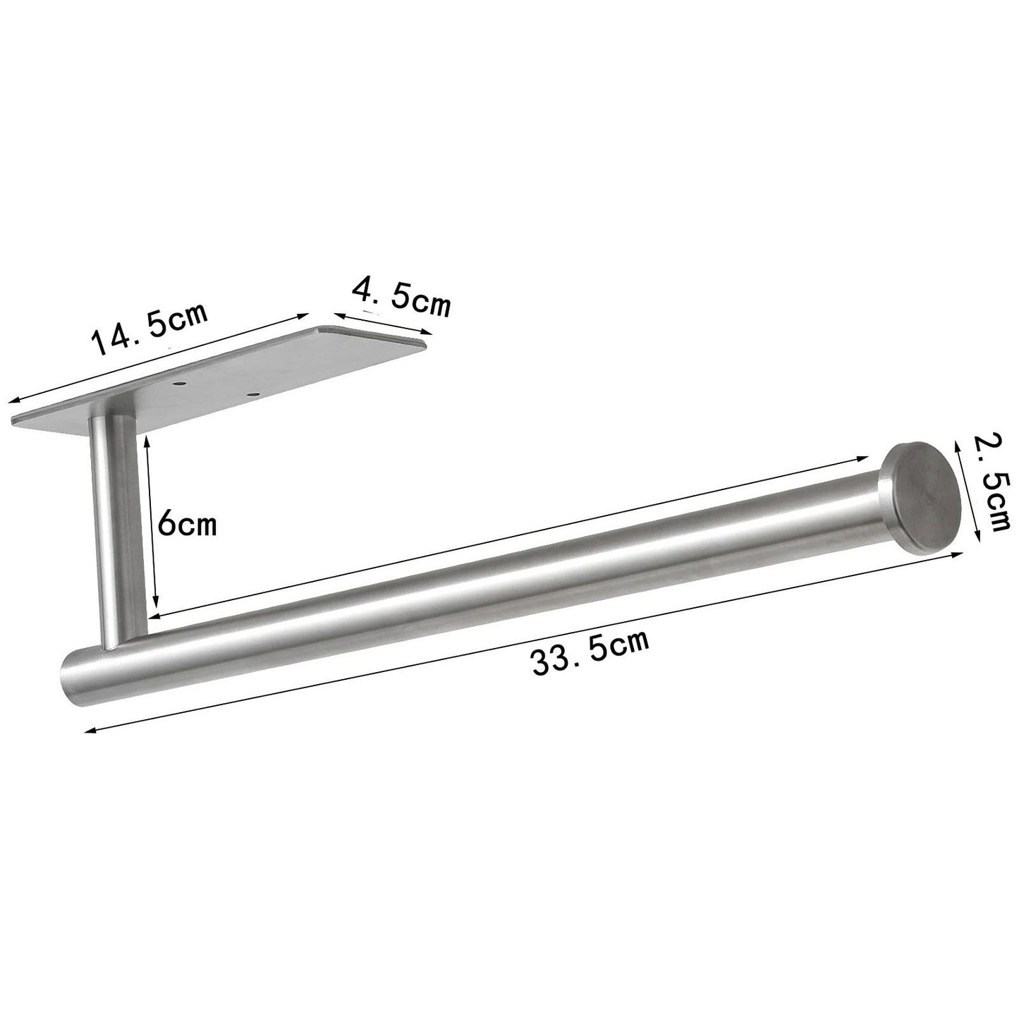 Paper Towel Holder 304 Stainless Steel Space Saving Decorative Practical Waterproof Hanging Paper Towels Rolls Holder for Home Quadrate Bottom Long Silvery