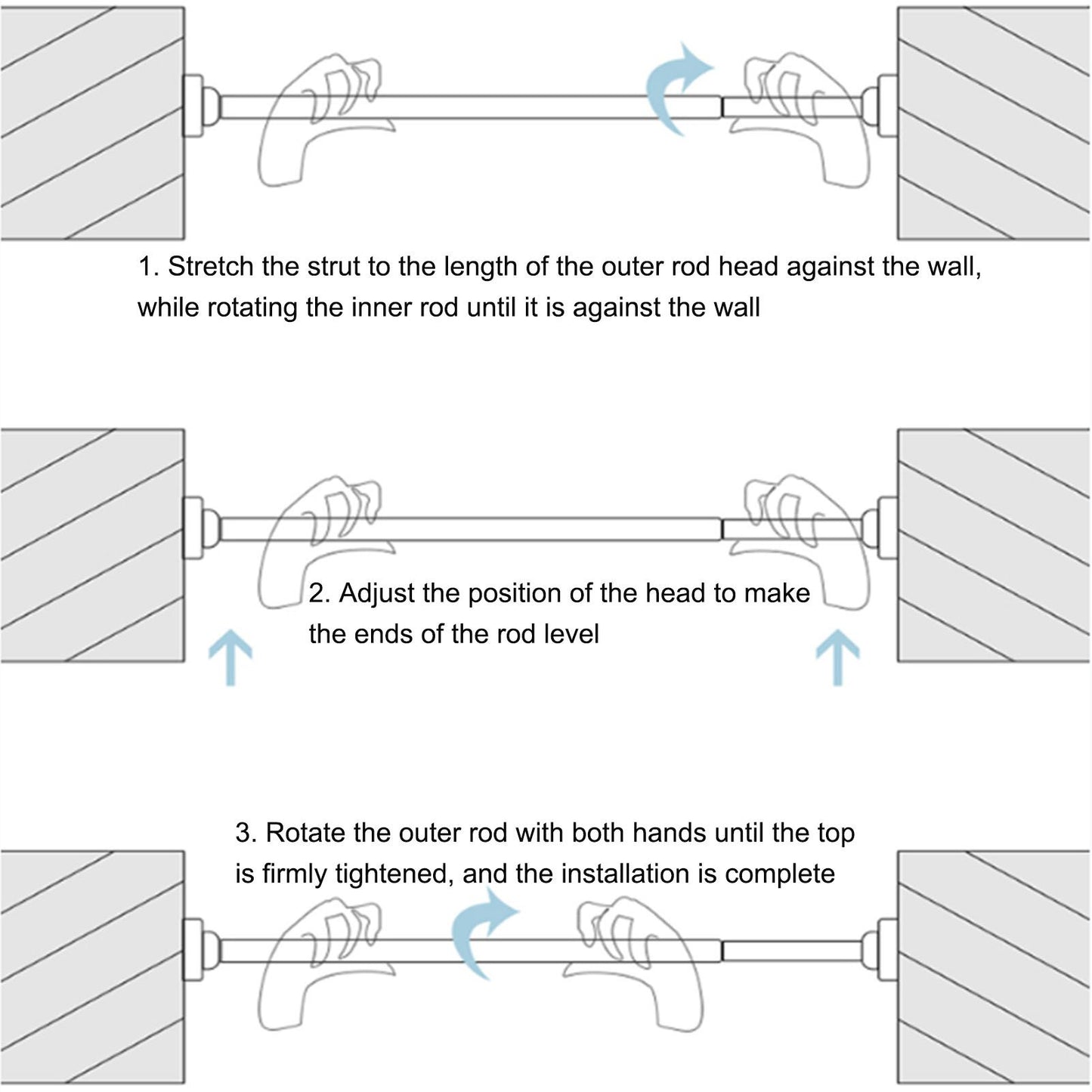 Adjustable Closet Rod Stainless Steel Punch Free Retractable Clothes Drying Rod for Bathroom Bedroom Closet 22 Tubes 40‑55cm