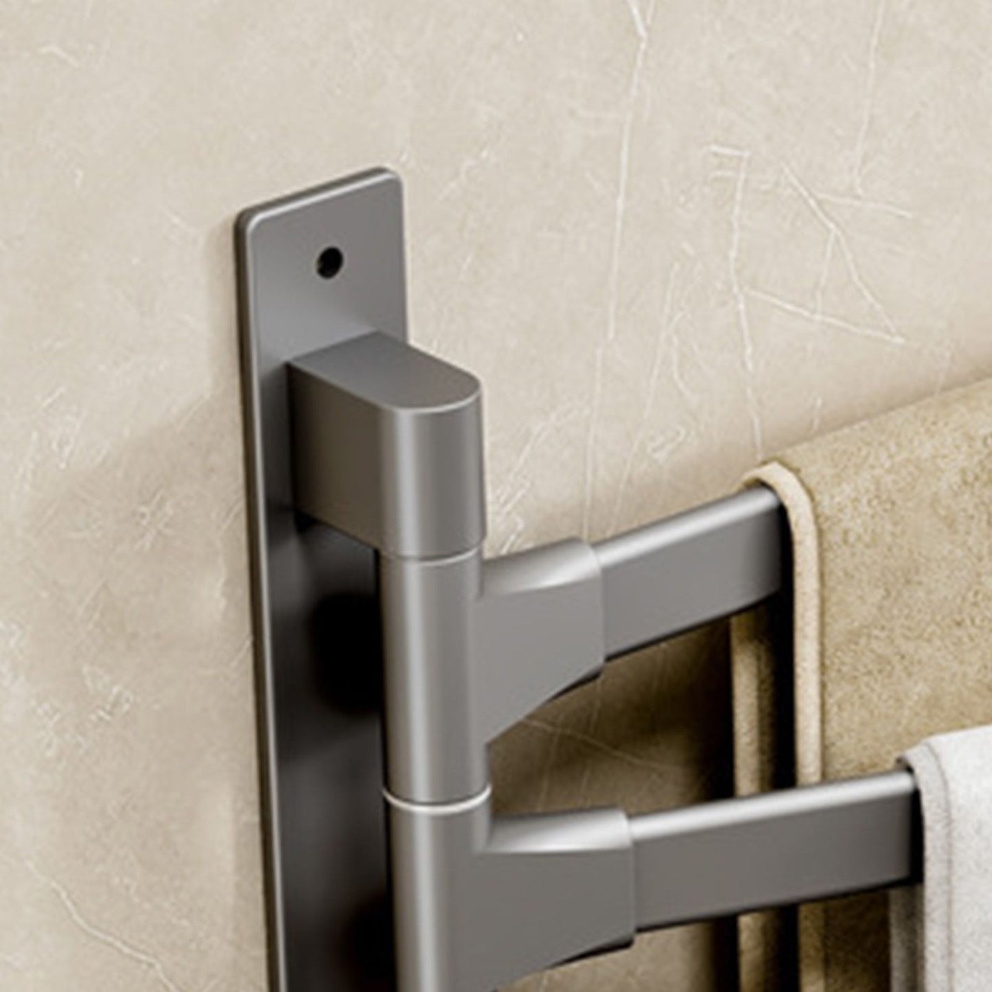 Swivel Towel Rack 4 Arms Thickened Space Aluminum 180 Degrees Rotating Bathroom Towel Holder for Home Hotel