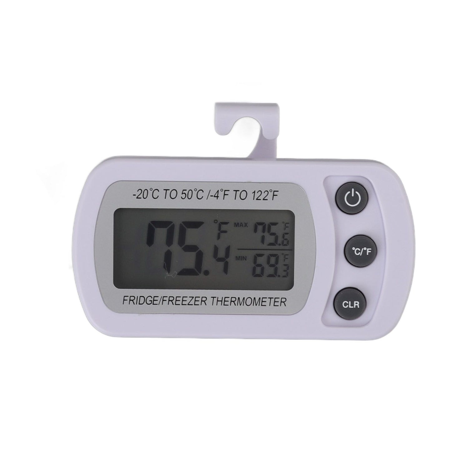 Refrigerator Thermometer Memory Function ABS Body White °C °F Switched Small Compact Digital Freezer Thermometer with Hook