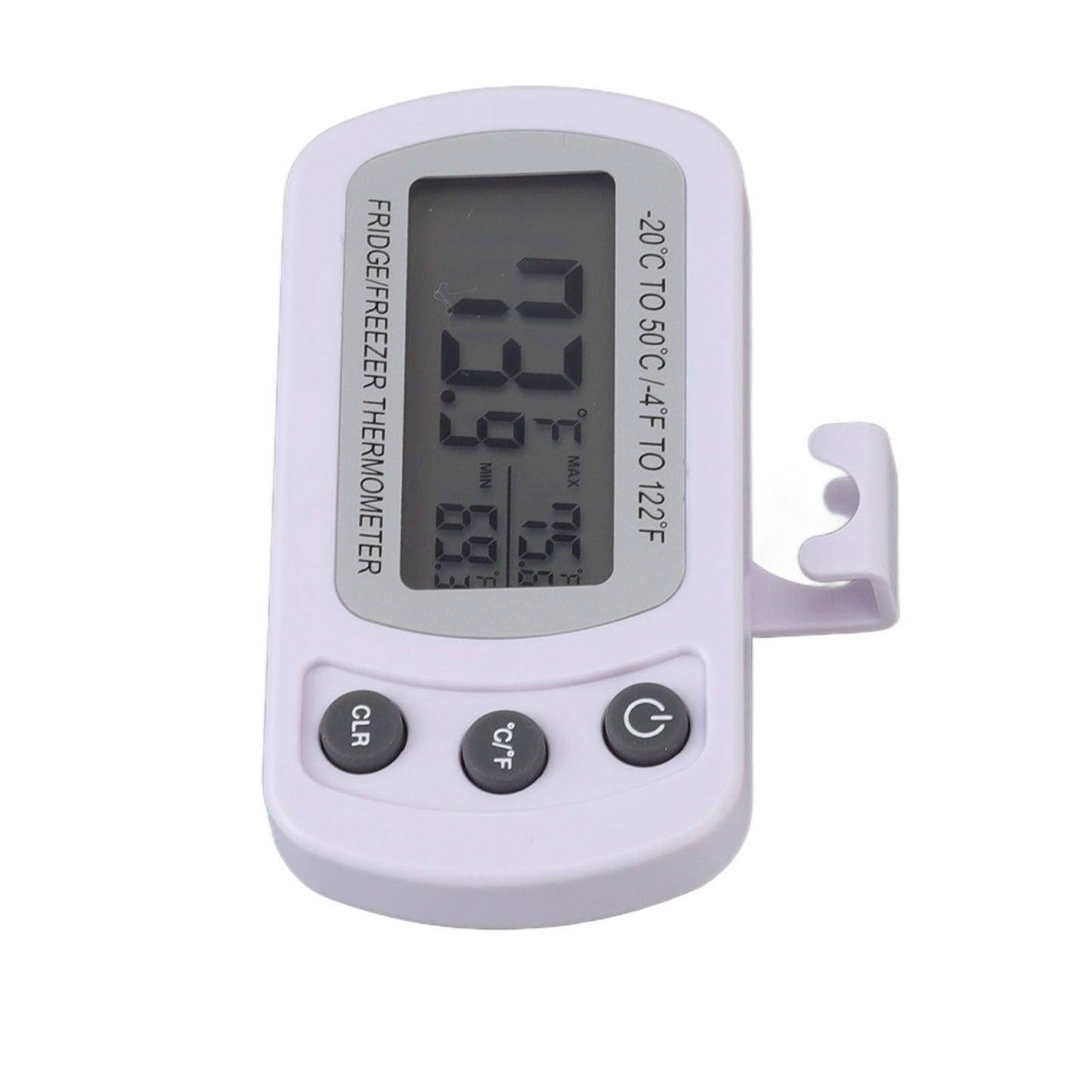 Refrigerator Thermometer Memory Function ABS Body White °C °F Switched Small Compact Digital Freezer Thermometer with Hook