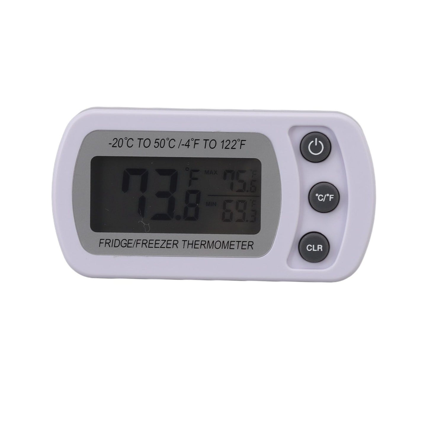 Refrigerator Thermometer Memory Function ABS Body White °C °F Switched Small Compact Digital Freezer Thermometer with Hook