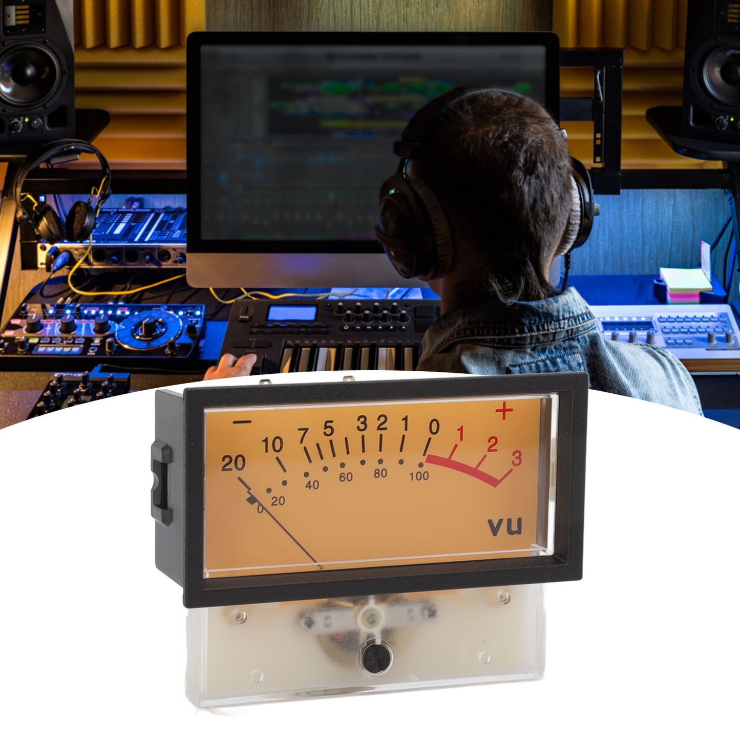 12V High Accuracy VU Meter Header DB Audio Level Header Power Amplifier Level Meter with Backlight 1000UA 50Ω