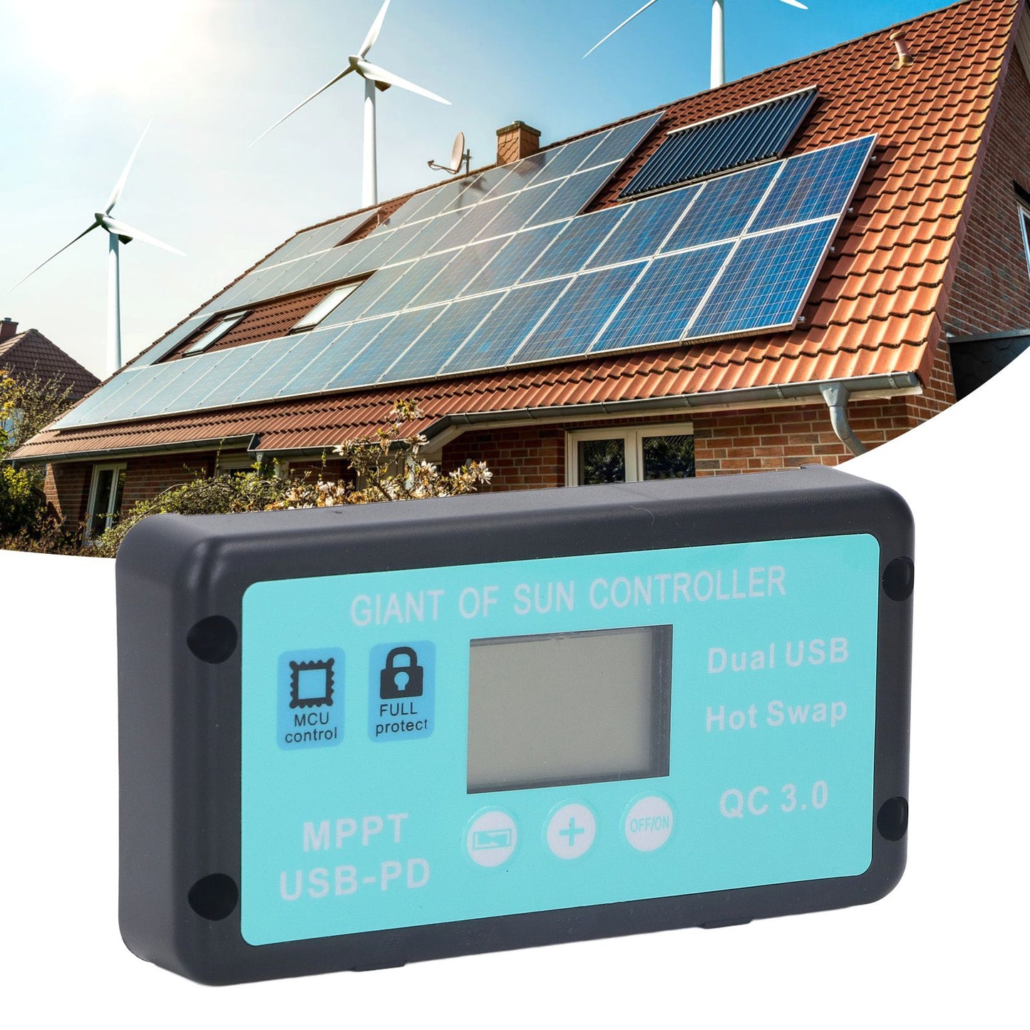 12V 24V MPPT Solar Charge Controller Professional USB PD QC3.0 Solar Panel Regulator with LCD Display for Battey 30A