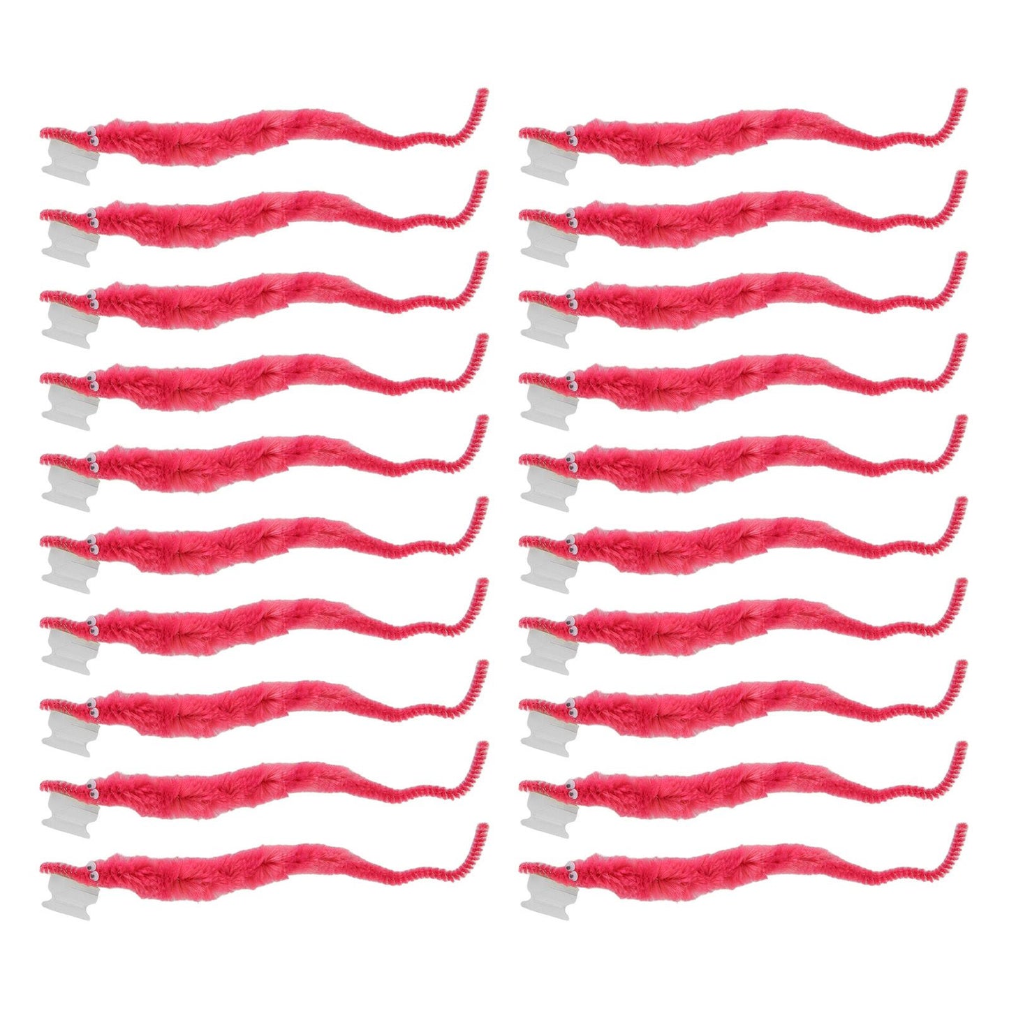 20 Pcs Furry Worm Soft Touch Plush Material Cute Style DIY Compact Portable Fuzzy Worms for Party Pink