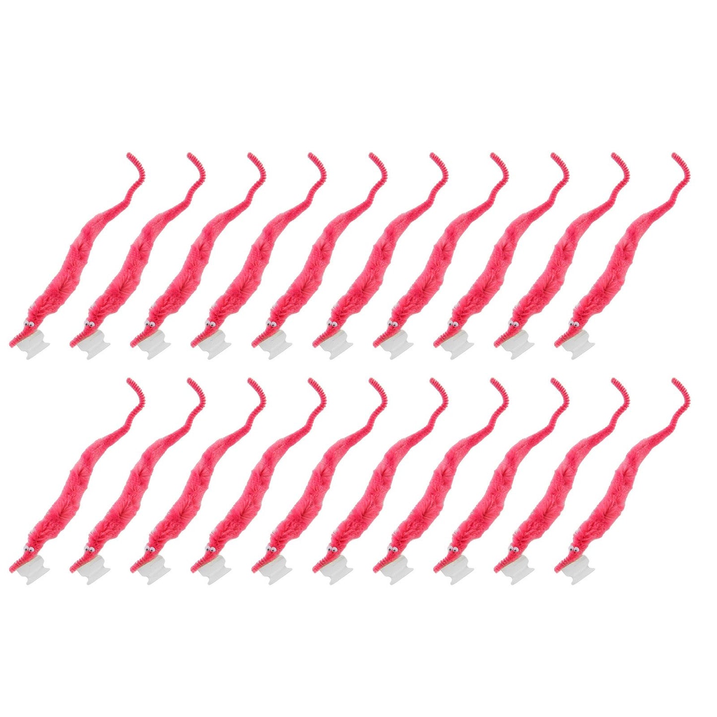 20 Pcs Furry Worm Soft Touch Plush Material Cute Style DIY Compact Portable Fuzzy Worms for Party Pink