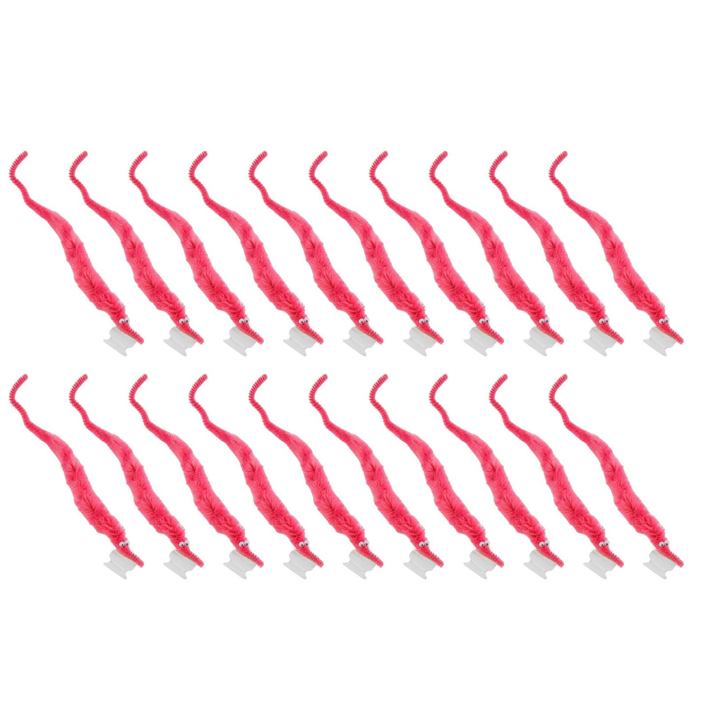 20 Pcs Furry Worm Soft Touch Plush Material Cute Style DIY Compact Portable Fuzzy Worms for Party Pink