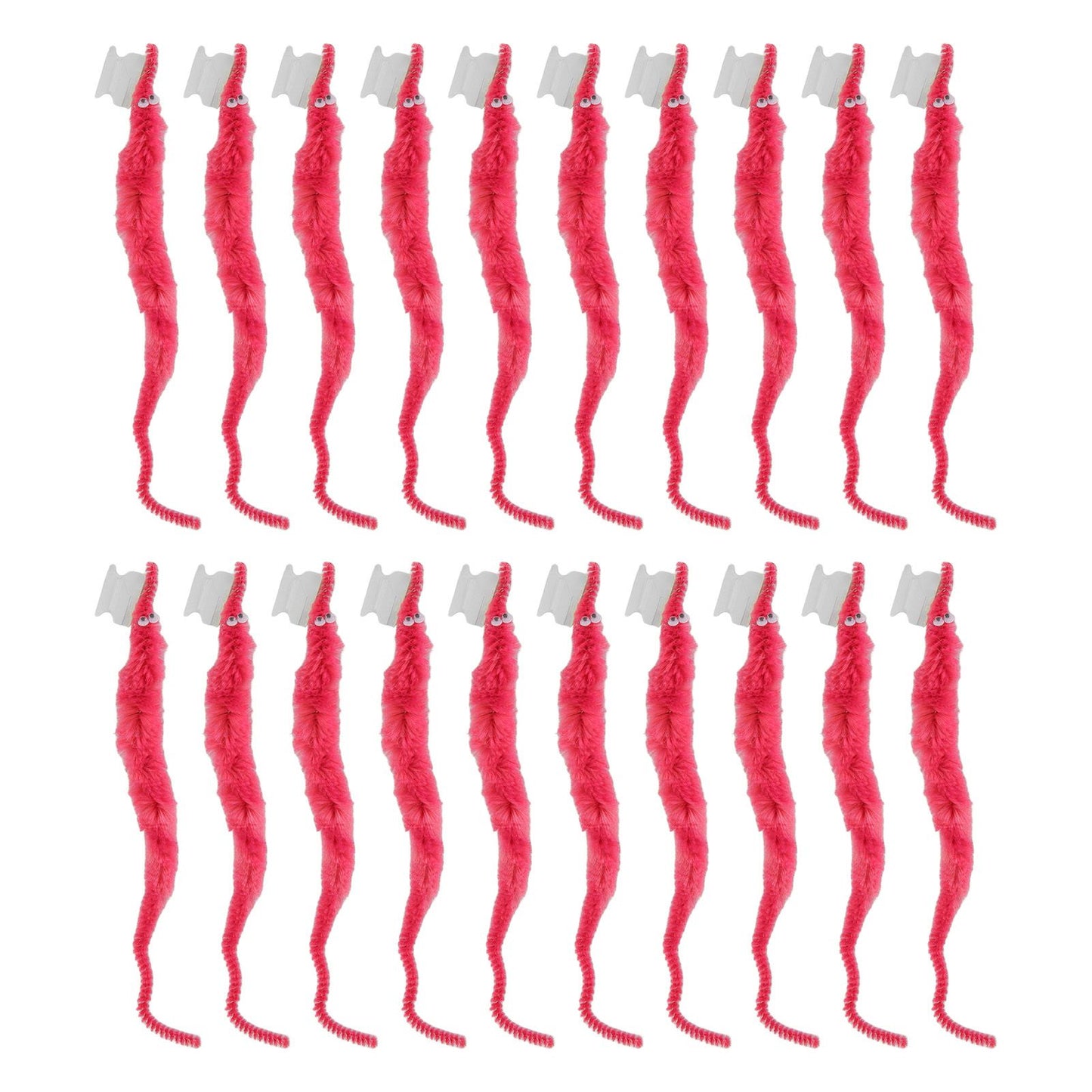 20 Pcs Furry Worm Soft Touch Plush Material Cute Style DIY Compact Portable Fuzzy Worms for Party Pink