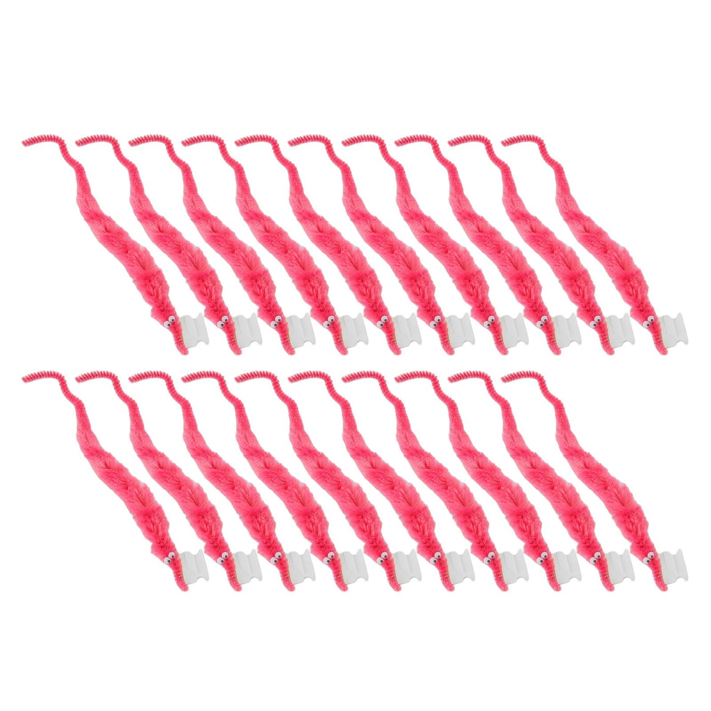 20 Pcs Furry Worm Soft Touch Plush Material Cute Style DIY Compact Portable Fuzzy Worms for Party Pink