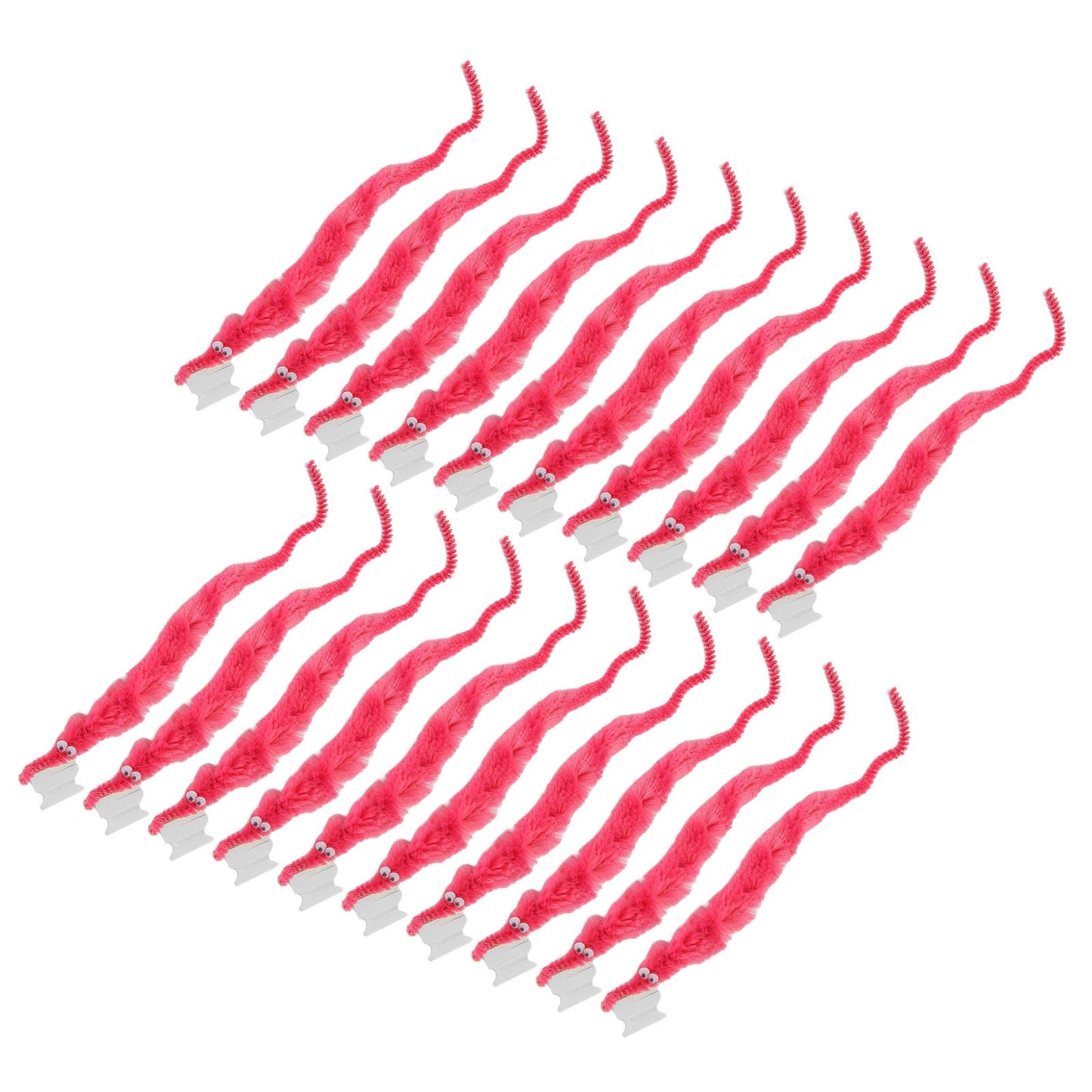 20 Pcs Furry Worm Soft Touch Plush Material Cute Style DIY Compact Portable Fuzzy Worms for Party Pink