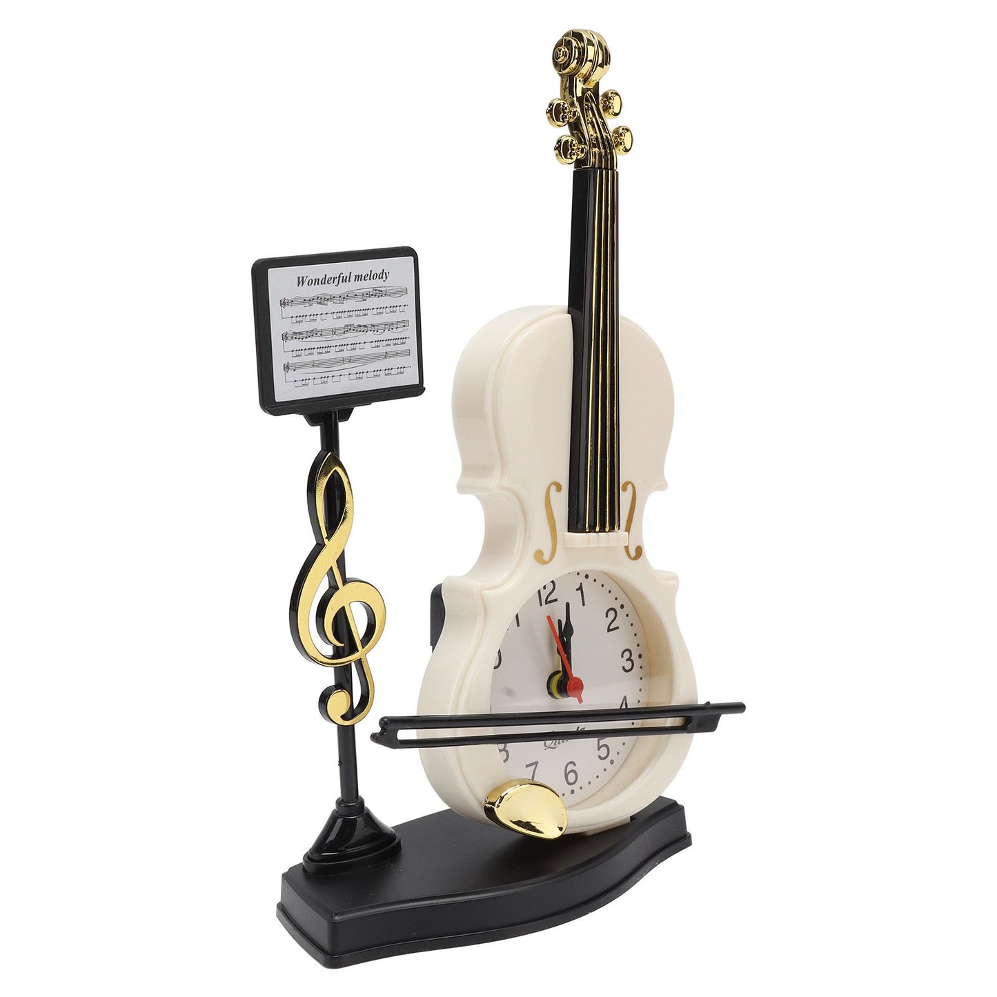 Violin Alarm Clock Unique Appearance Innovative Alarm Clock for Home Living Room Desktop Decoration Gifts 2165B(height 21CM)