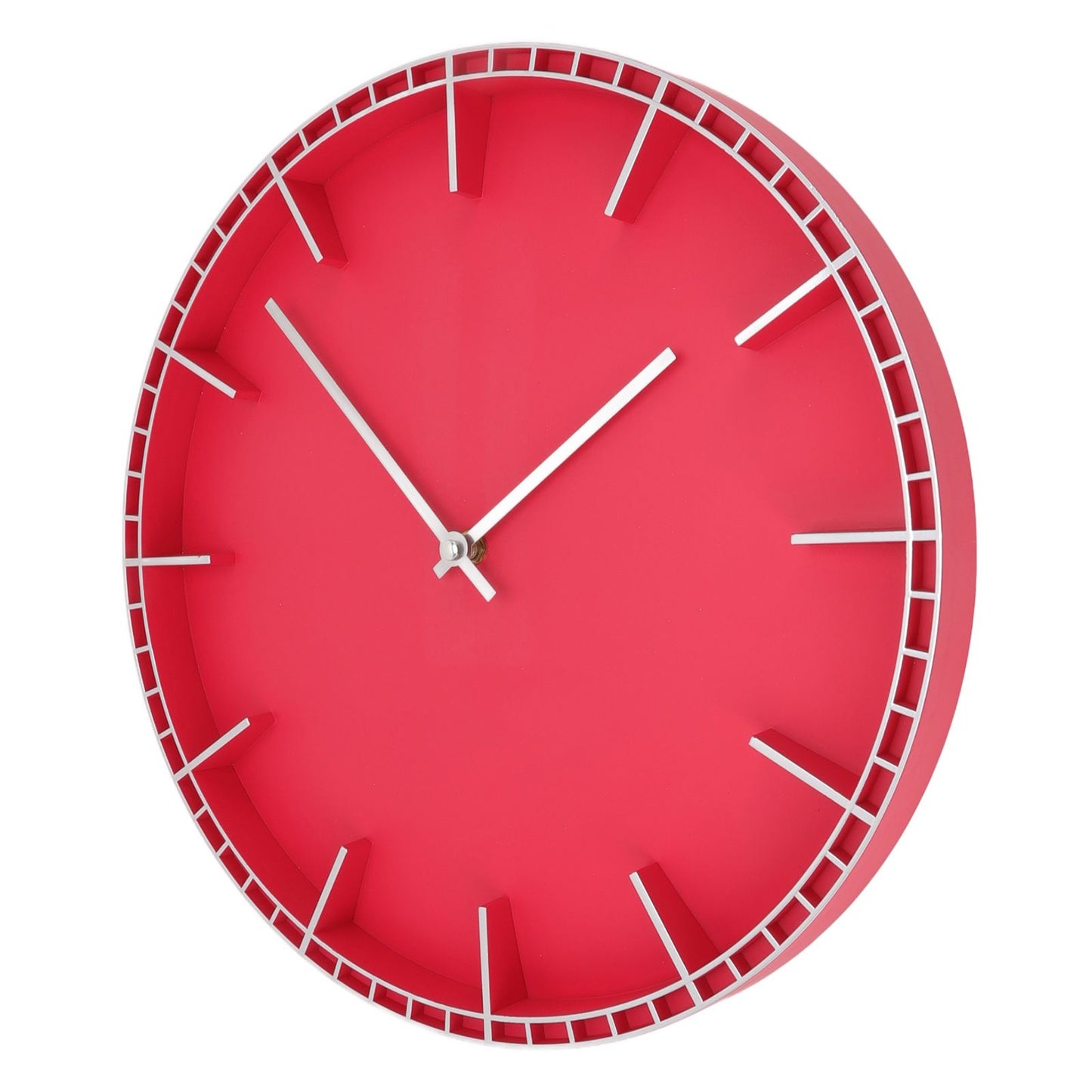 Wall Clock Silent Prevents Ticking Easy To Read Innovative Modern Round Wall Clock for Home Office Kitchen Bedroom 5686 Silver with Red (37.7x3cm / 14.8x1.2in)