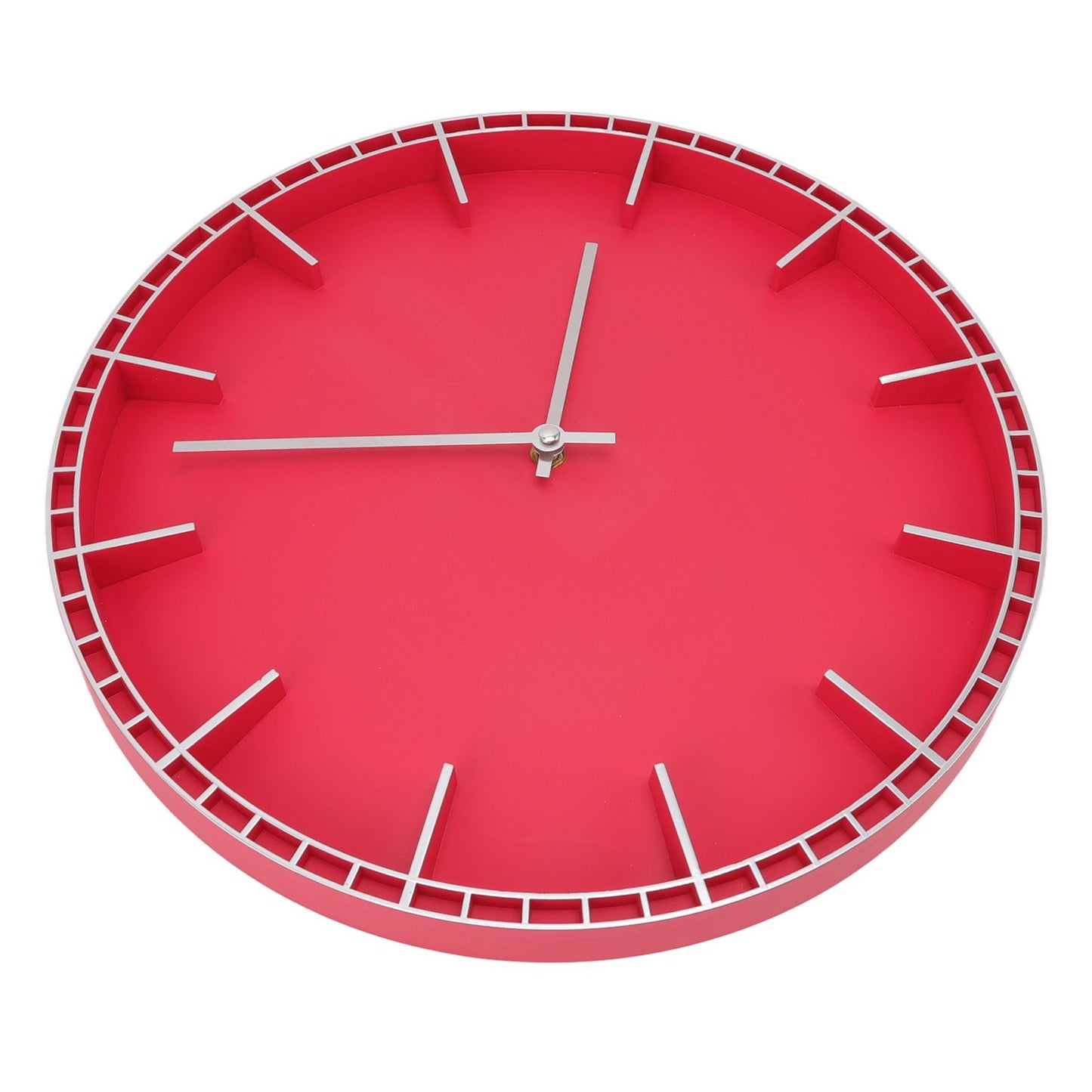 Wall Clock Silent Prevents Ticking Easy To Read Innovative Modern Round Wall Clock for Home Office Kitchen Bedroom 5686 Silver with Red (37.7x3cm / 14.8x1.2in)
