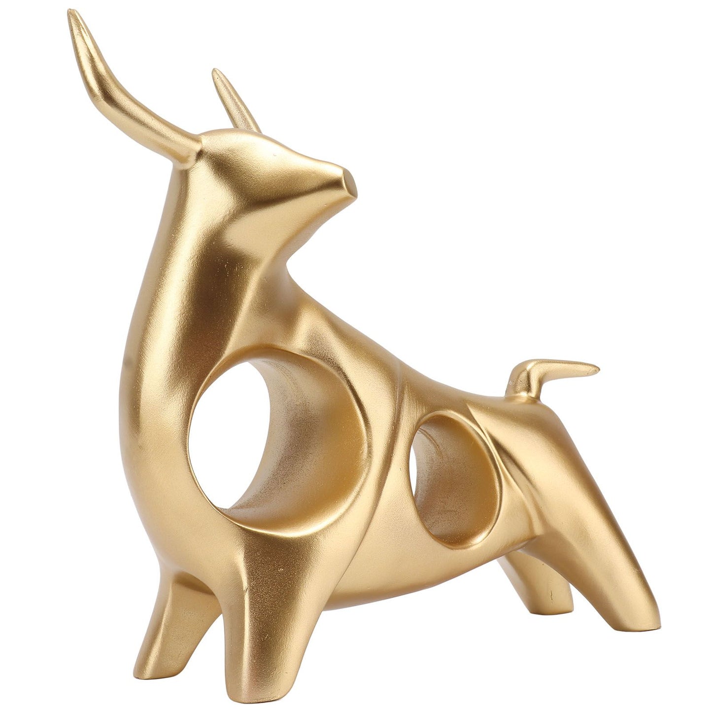 Golden Bull Sculpture Resin Hollow Lucky FengShui Bull Statue Crafts Figurine for Office Home Desktop Decorations