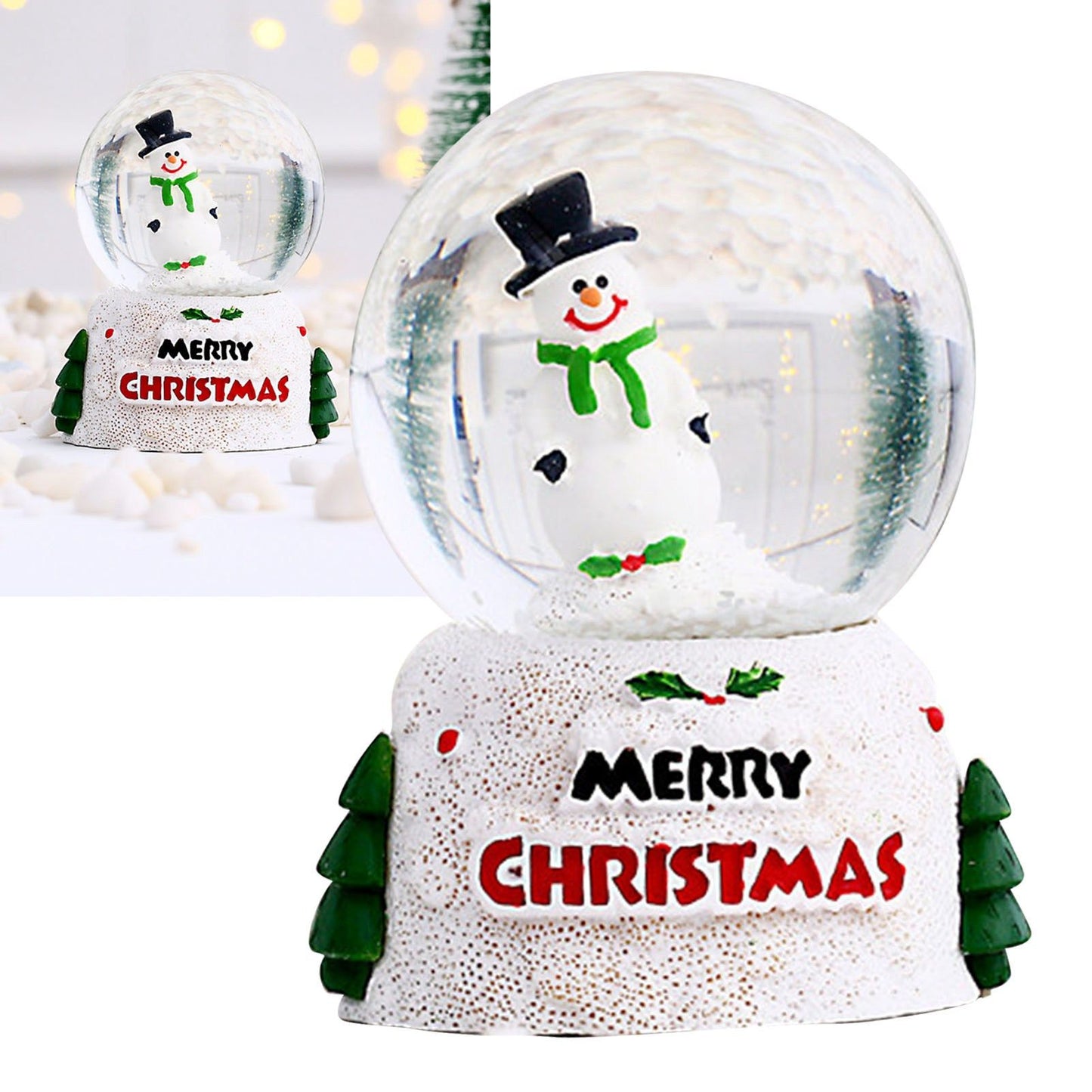 Christmas Glowing Crystal Ball English Glass Ball Desktop Ornaments Christmas Eve Children Gift Snowman Small