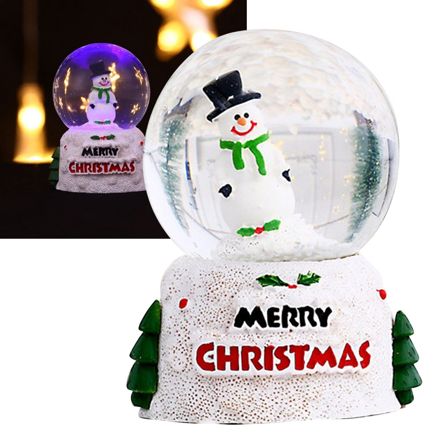 Christmas Glowing Crystal Ball English Glass Ball Desktop Ornaments Christmas Eve Children Gift Snowman Small