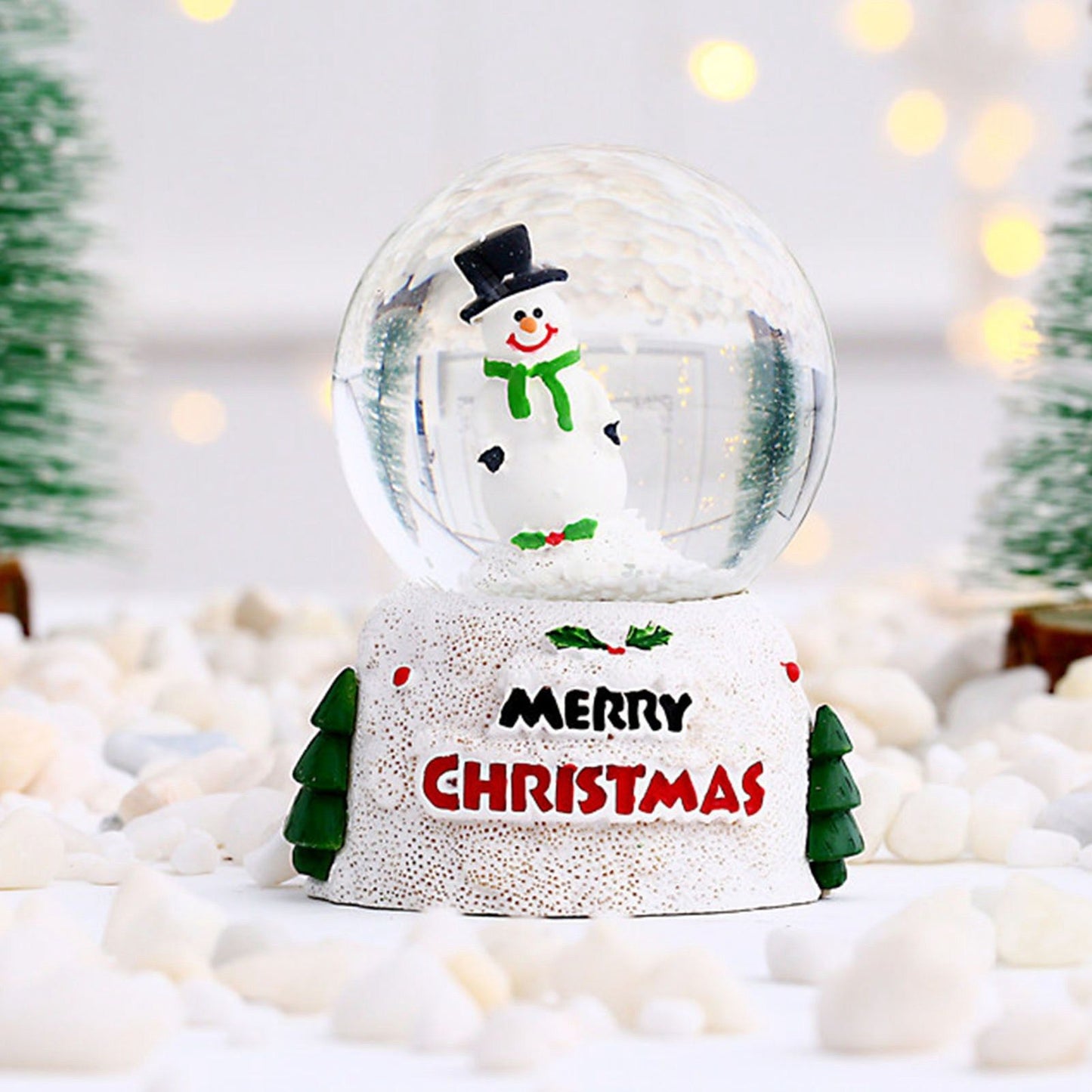 Christmas Glowing Crystal Ball English Glass Ball Desktop Ornaments Christmas Eve Children Gift Snowman Small