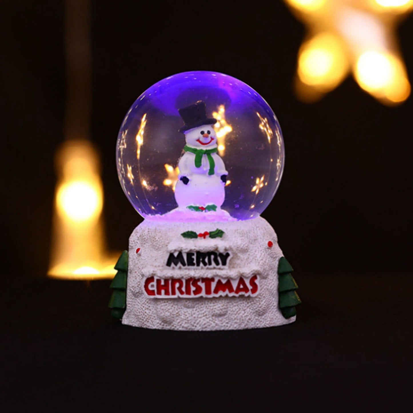 Christmas Glowing Crystal Ball English Glass Ball Desktop Ornaments Christmas Eve Children Gift Snowman Small