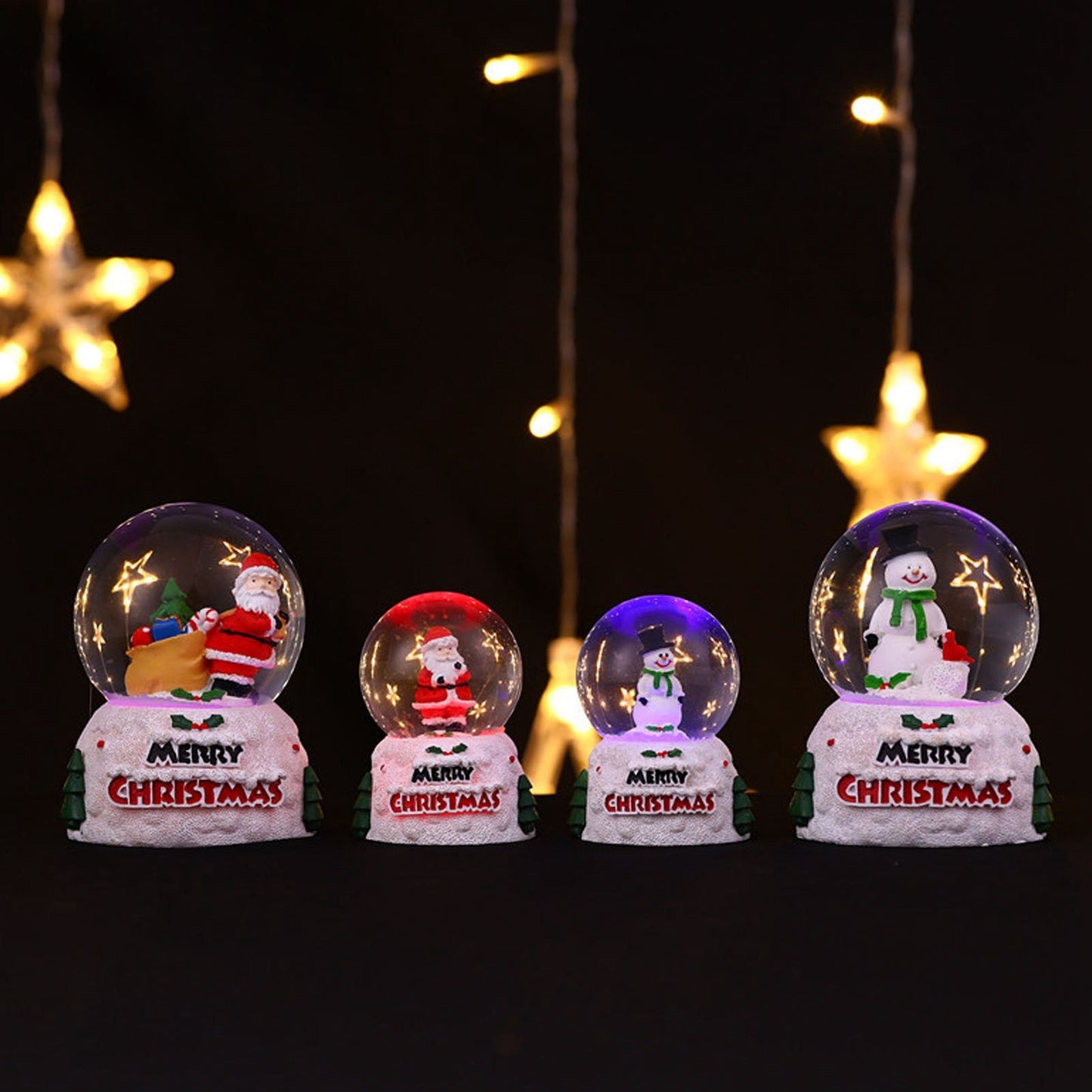 Christmas Glowing Crystal Ball English Glass Ball Desktop Ornaments Christmas Eve Children Gift Snowman Small