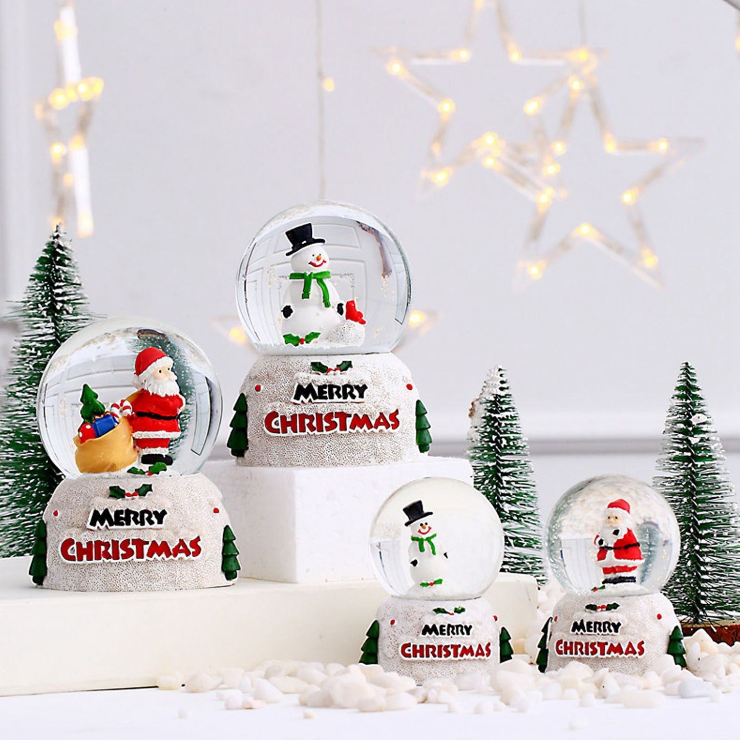 Christmas Glowing Crystal Ball English Glass Ball Desktop Ornaments Christmas Eve Children Gift Snowman Small