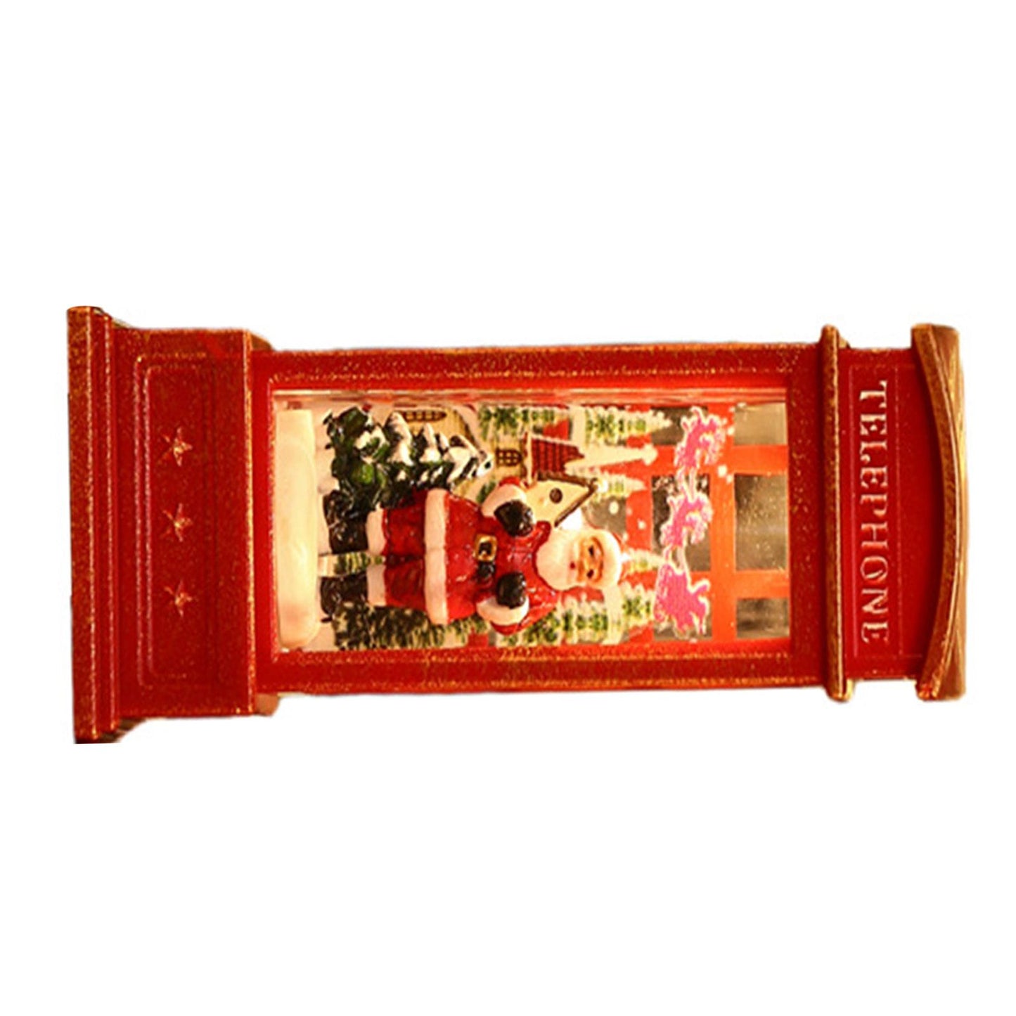 Snow Globe Lantern Telephone Booth Designed Christmas Luminous Ornament for Bar KTV Decoration Santa