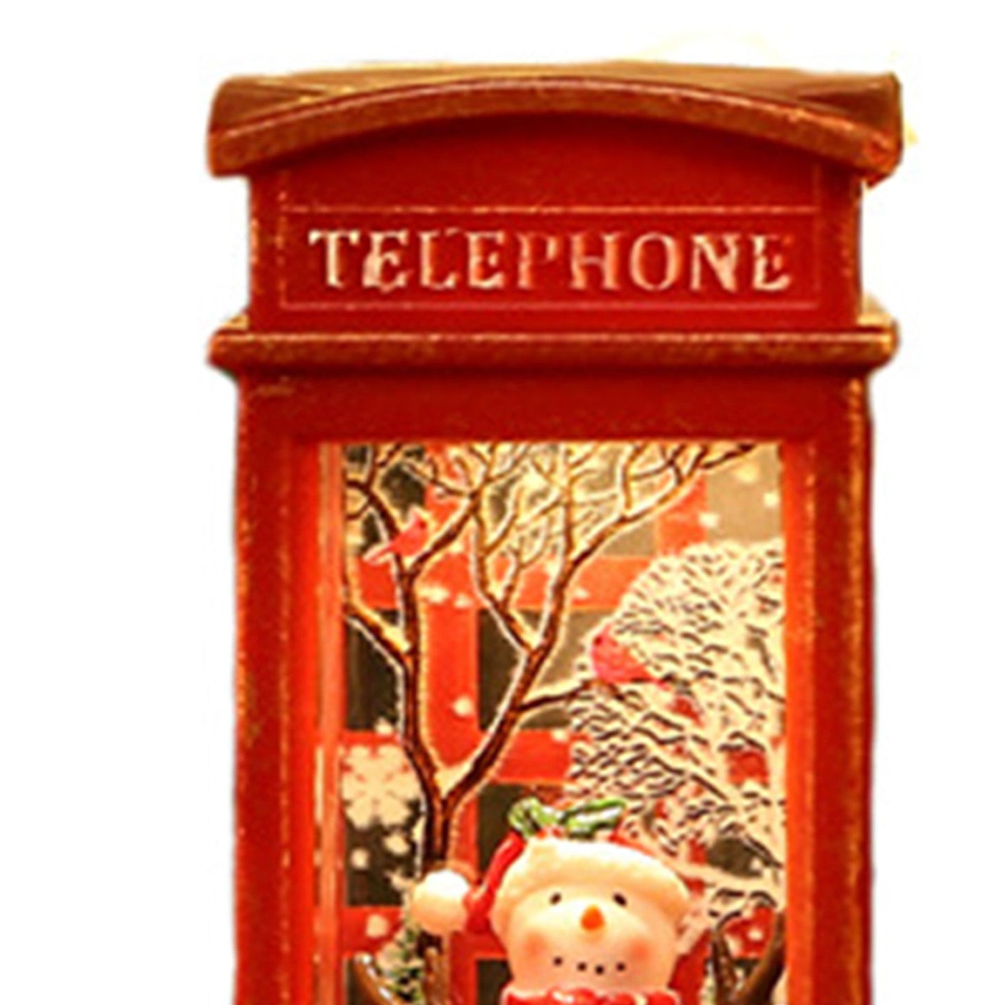 Snow Globe Lantern Telephone Booth Designed Christmas Luminous Ornament for Bar KTV Decoration Snowman