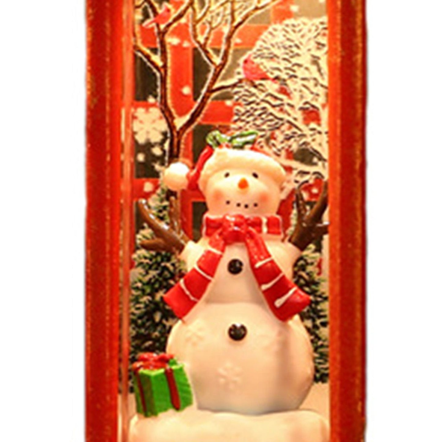 Snow Globe Lantern Telephone Booth Designed Christmas Luminous Ornament for Bar KTV Decoration Snowman