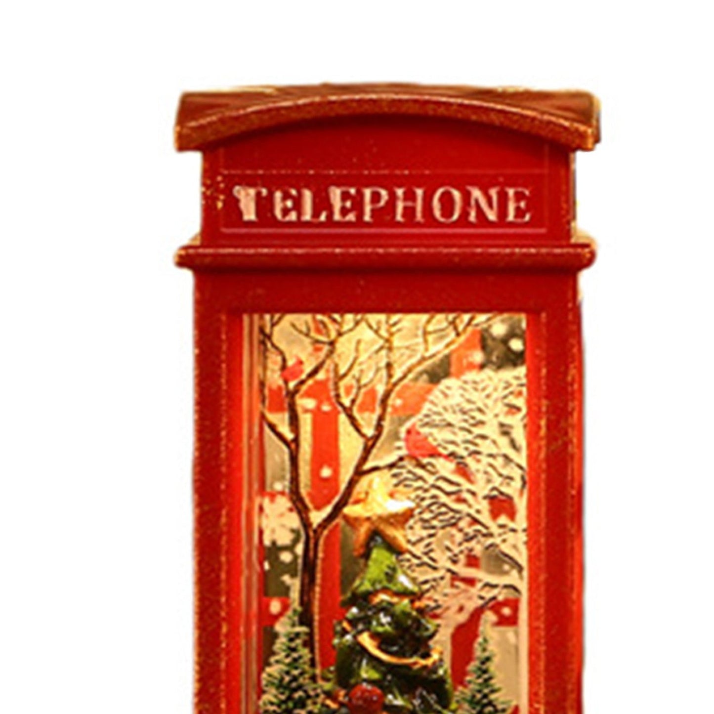 Snow Globe Lantern Telephone Booth Designed Christmas Luminous Ornament for Bar KTV Decoration Christmas Tree