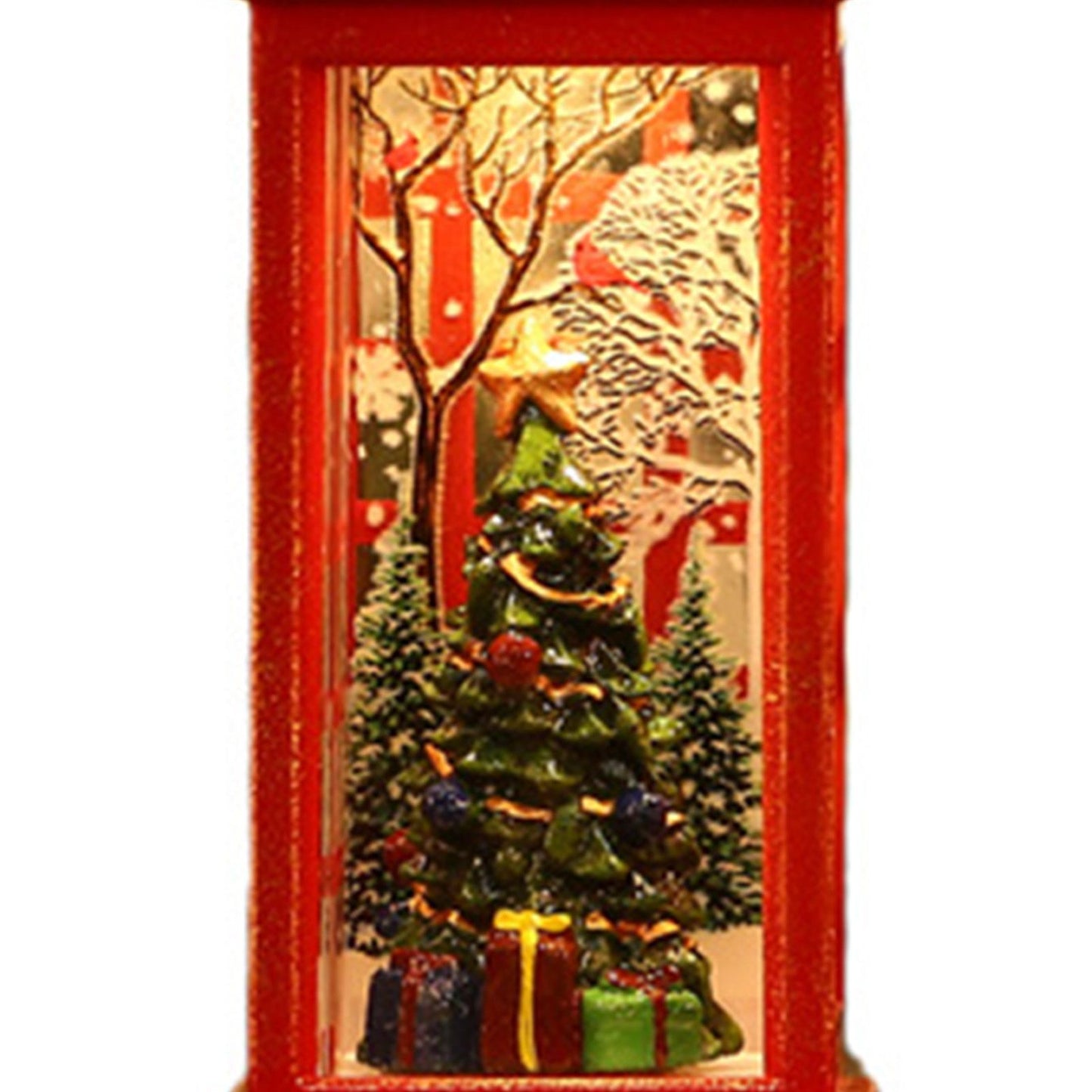 Snow Globe Lantern Telephone Booth Designed Christmas Luminous Ornament for Bar KTV Decoration Christmas Tree