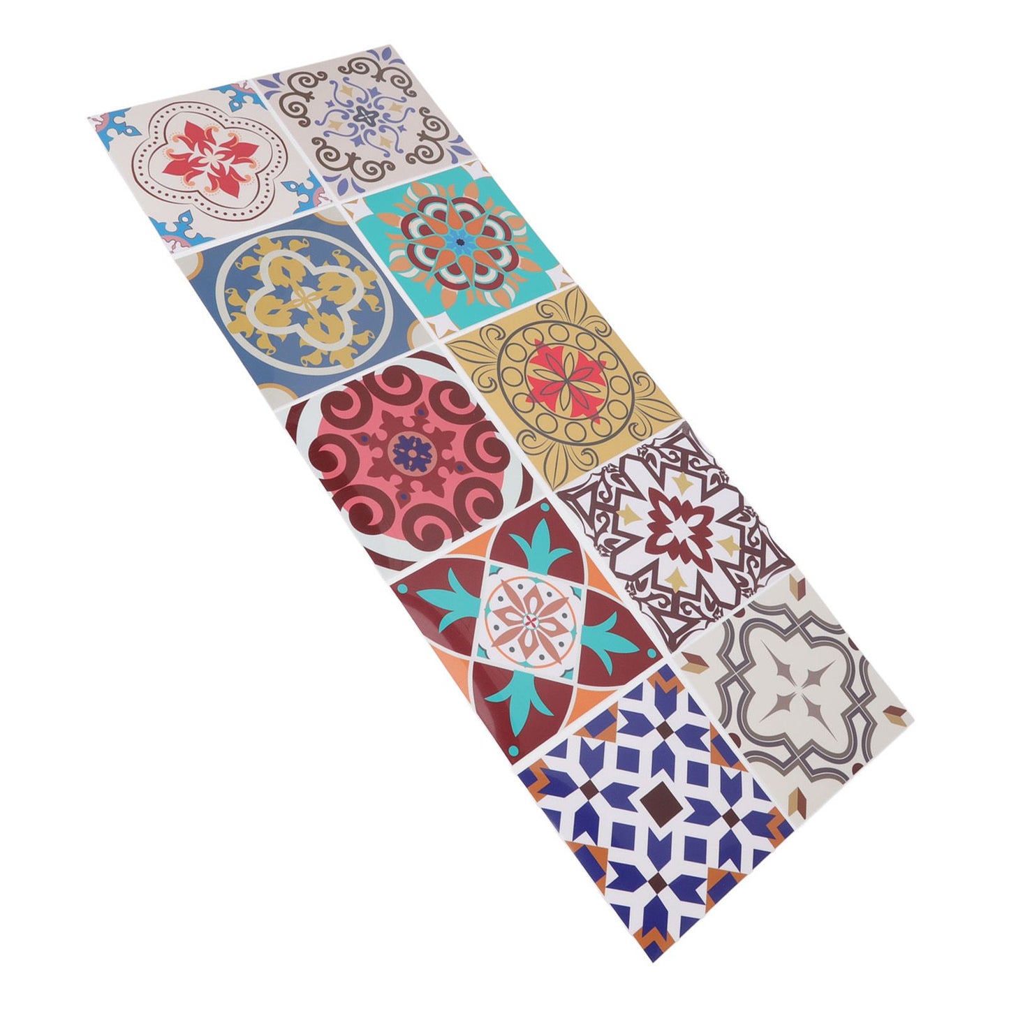 10Pcs Tile Sticker 5.9x5.9in Waterproof Anti Oil Moroccan Style Thick PVC Peel and Stick Tile for Wall Stairs Kitchen