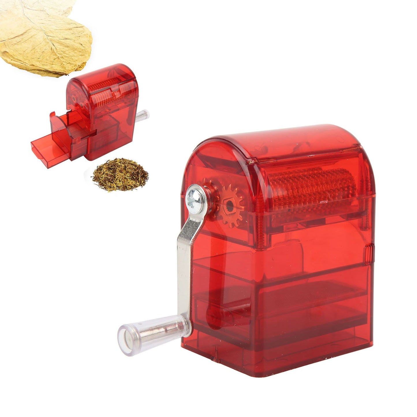 Hand Crank Pattern Smoking Crusher Plastic Cigarette Grinder Hand Operated Tobacco Mill Red