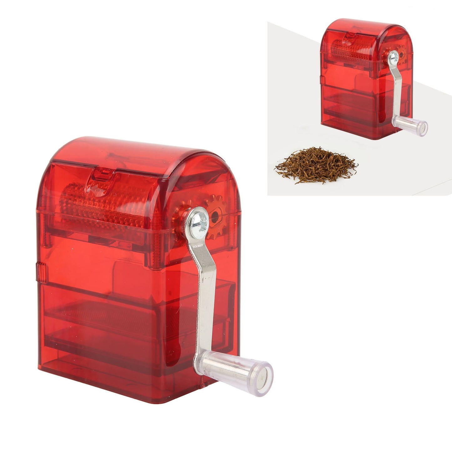 Hand Crank Pattern Smoking Crusher Plastic Cigarette Grinder Hand Operated Tobacco Mill Red