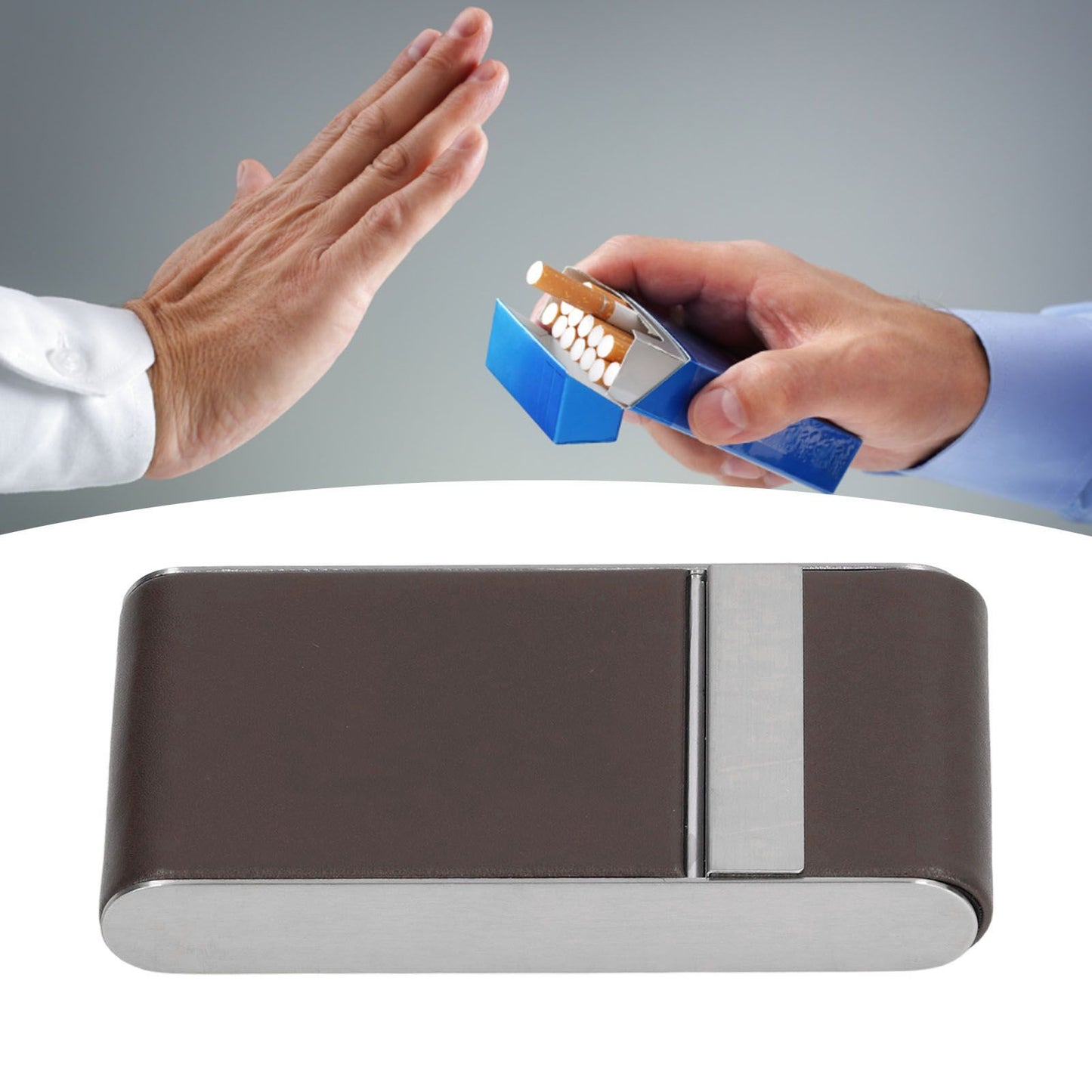 Cigarette Case Stainless Steel Cigarette Container Holder Men Women Portable Cigarette Box Coffee