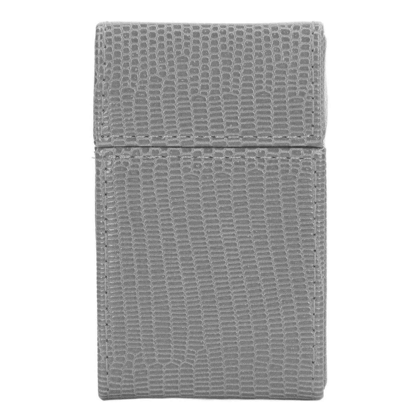 Cigarettes Box Holder Lizard Designed PU Leather Cigarettes Box Storage Case for Women Men Grey